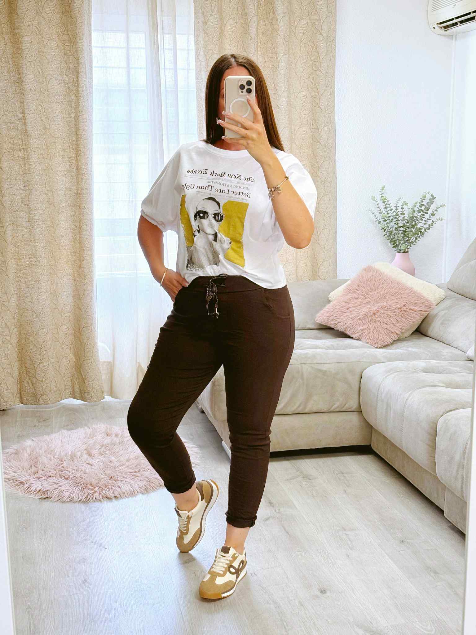 PANTALÓN EFECTO ARRUGADO MARRÓN