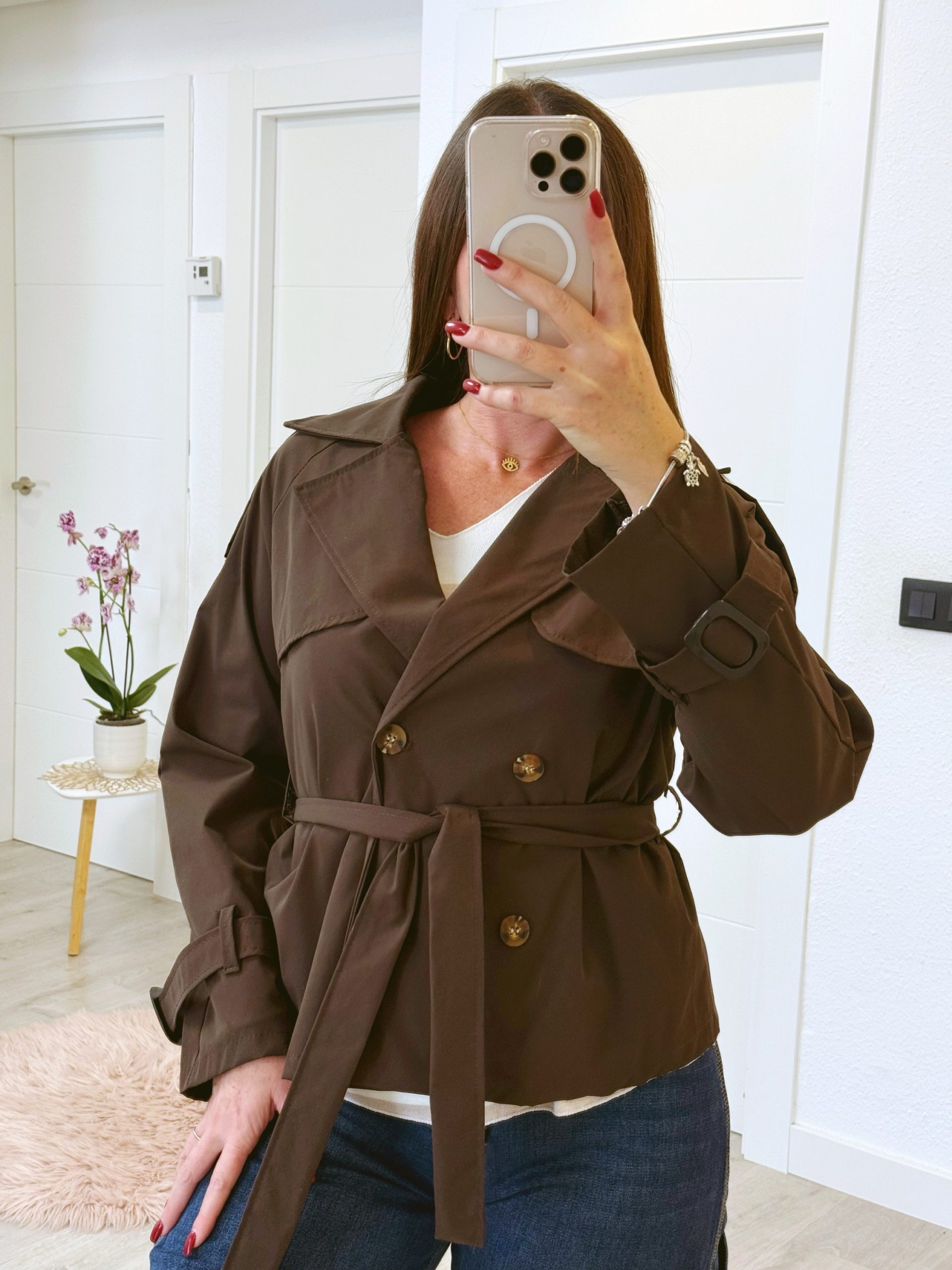 GABARDINA CORTA AROA MARRÓN