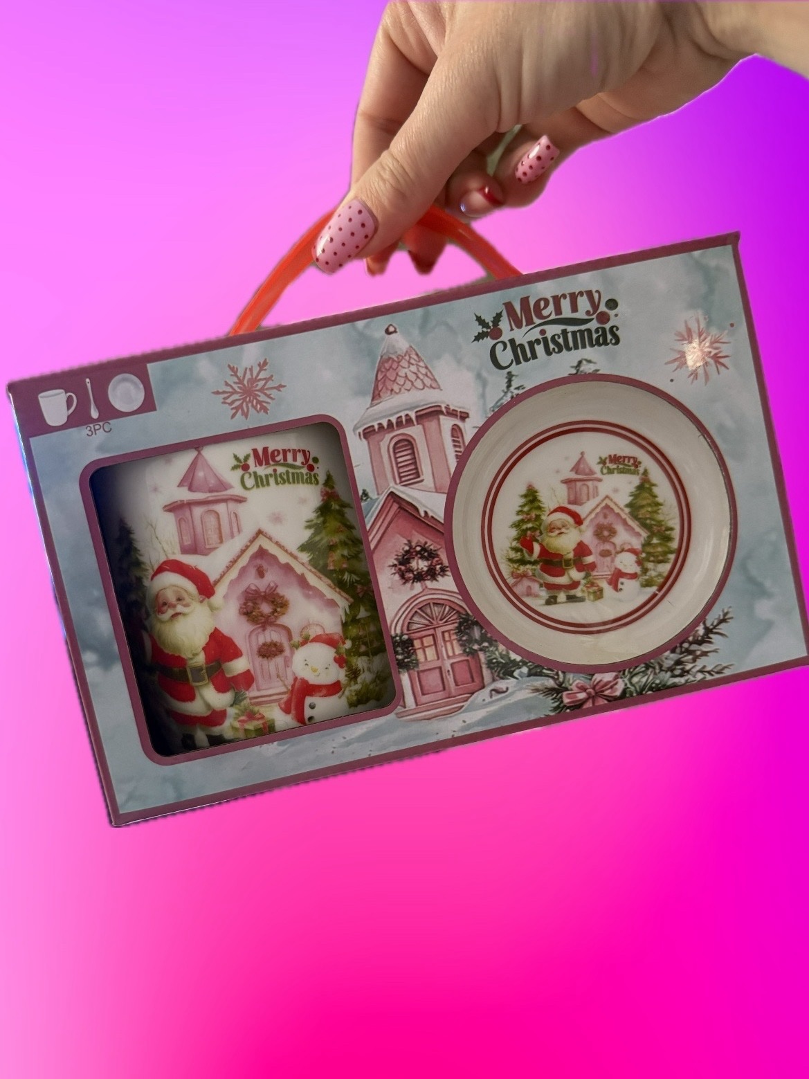 TAZA, PLATO Y CUCHARA MERRY CHRISTMAS