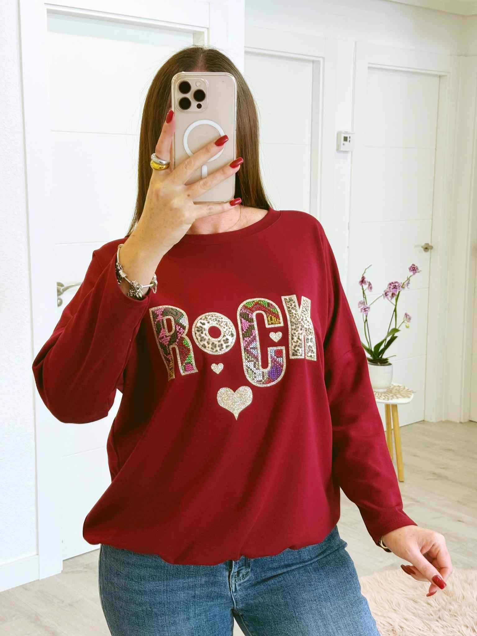 SUDADERA ROCK GRANATE