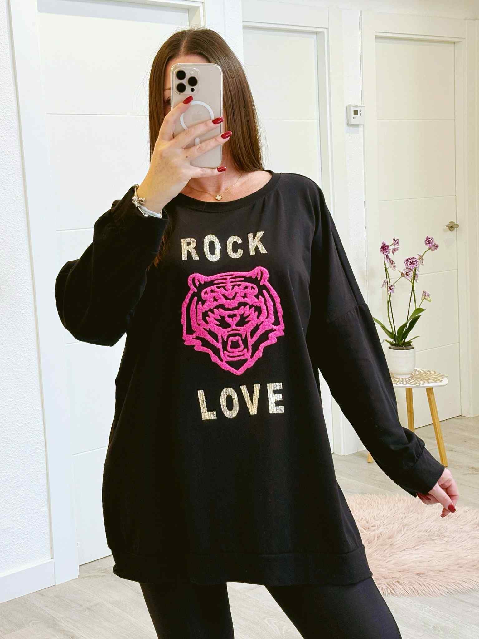 SUDADERA TIGRE OVERSIZE NEGRA