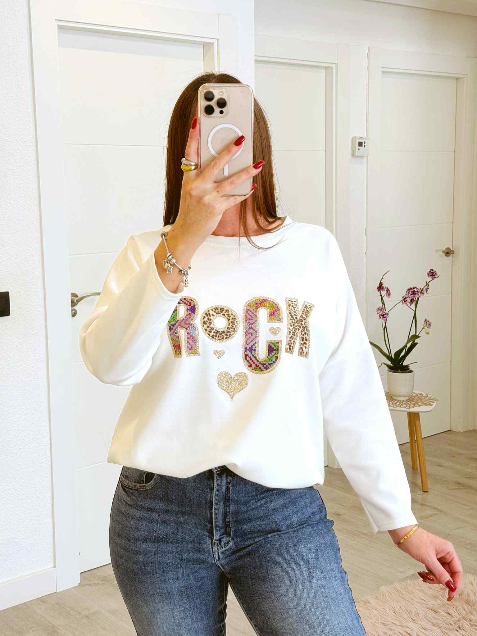 SUDADERA ROCK BLANCA