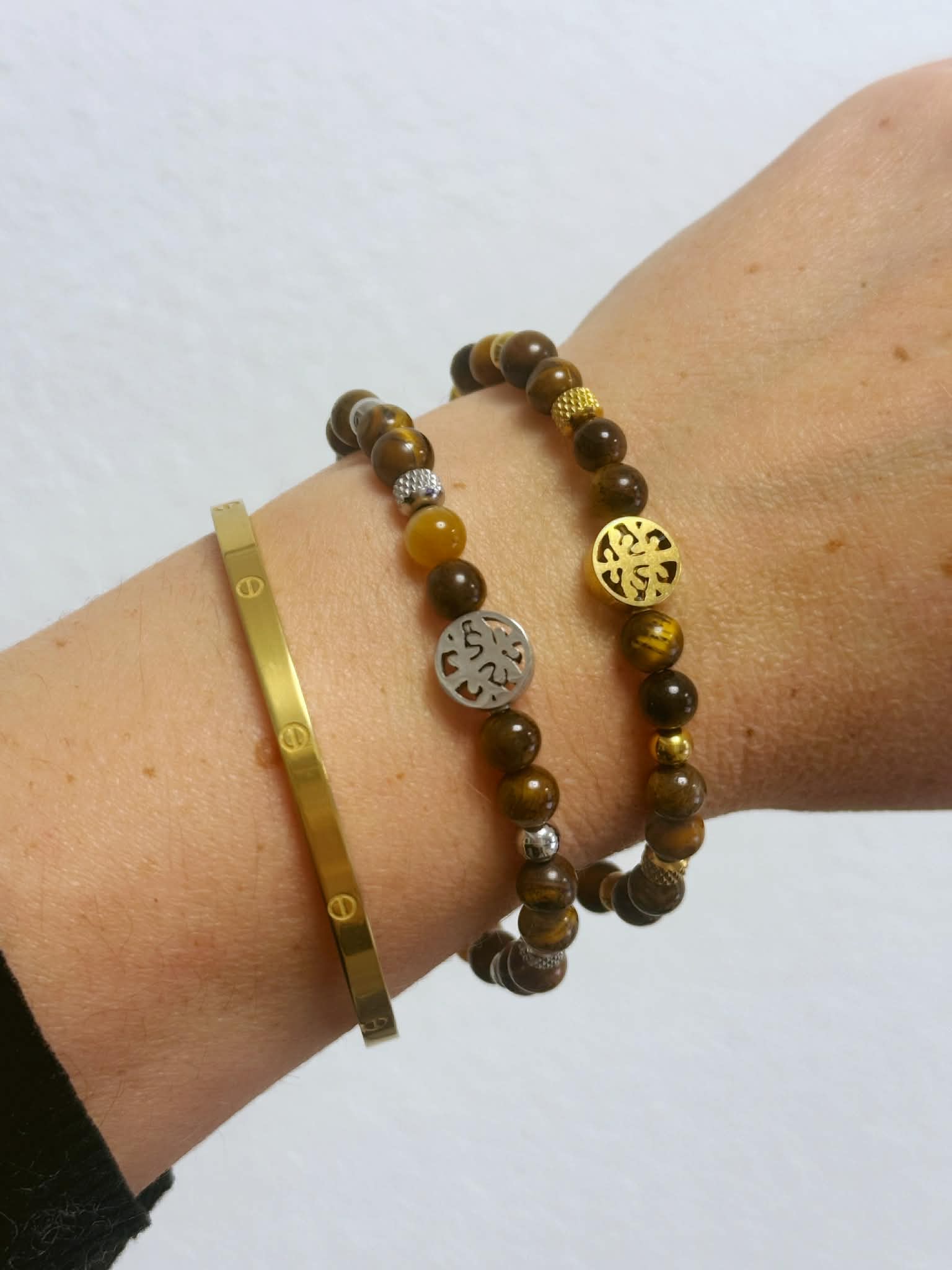 PULSERA BOLITAS Y ÁRBOL DE LA VIDA - ACERO