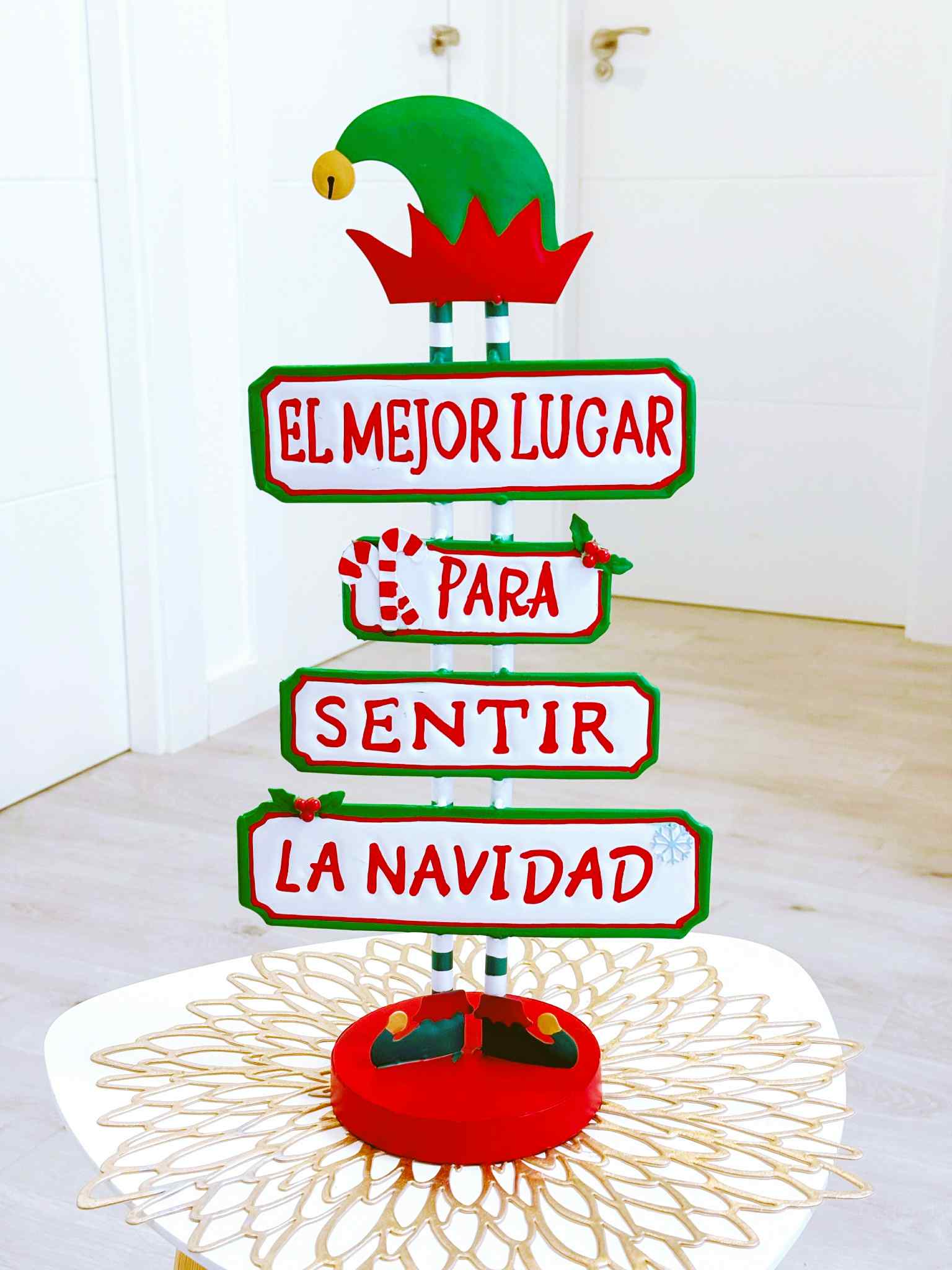 ELFO LETRERO, MEJOR NAVIDAD DE METAL 21x12,5x46CM