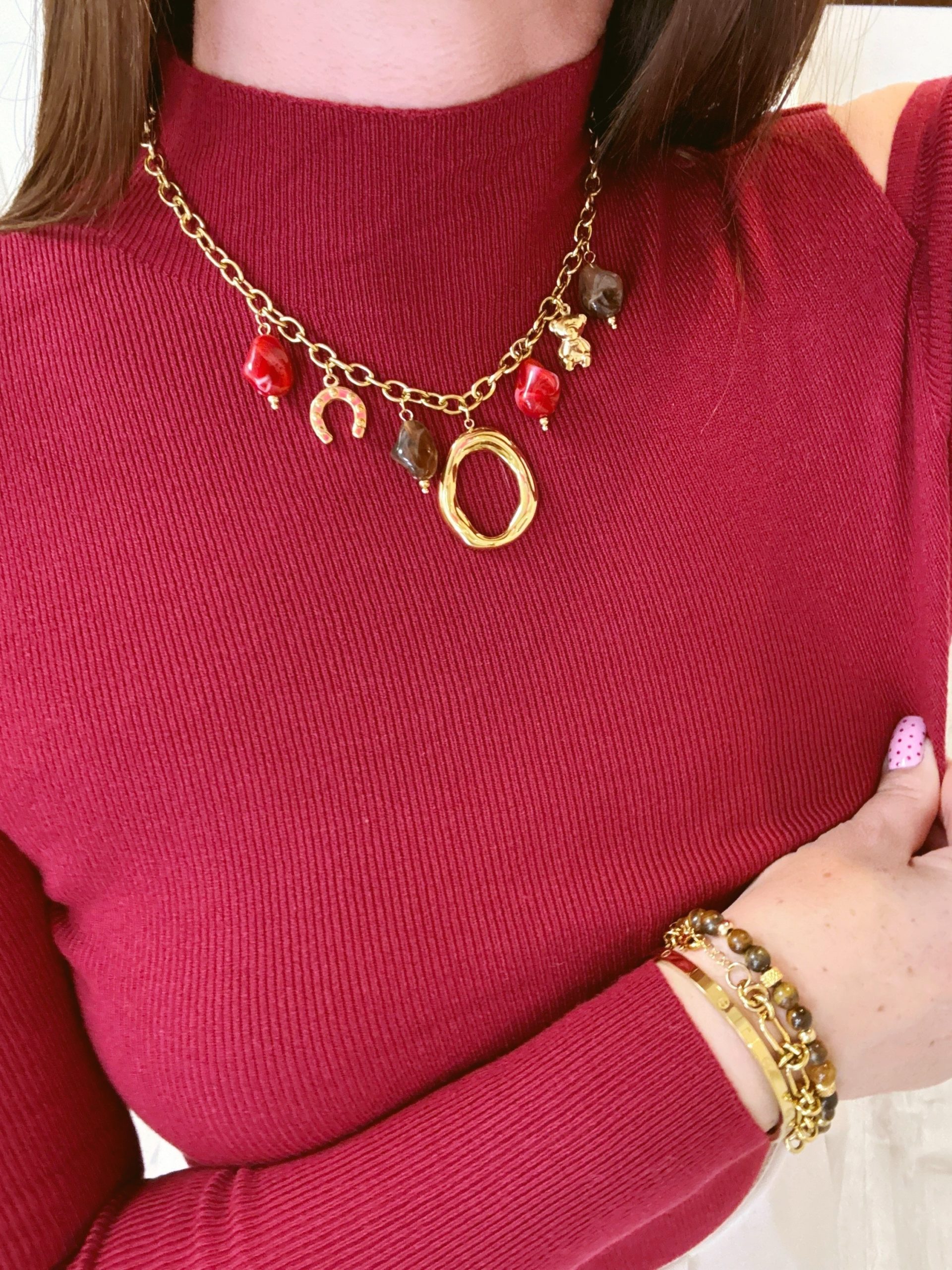 COLLAR HERRADURA Y OSITO - ACERO