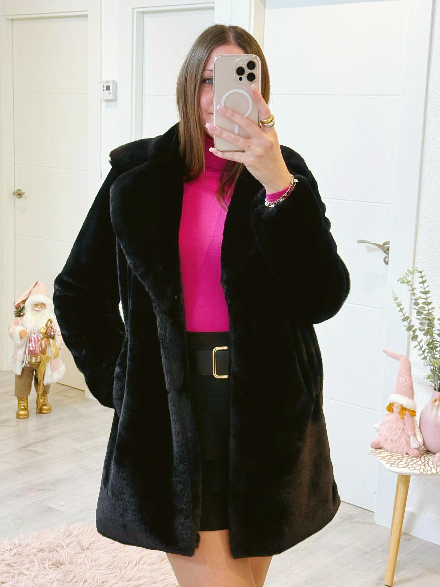 ABRIGO DE PELO NEGRO