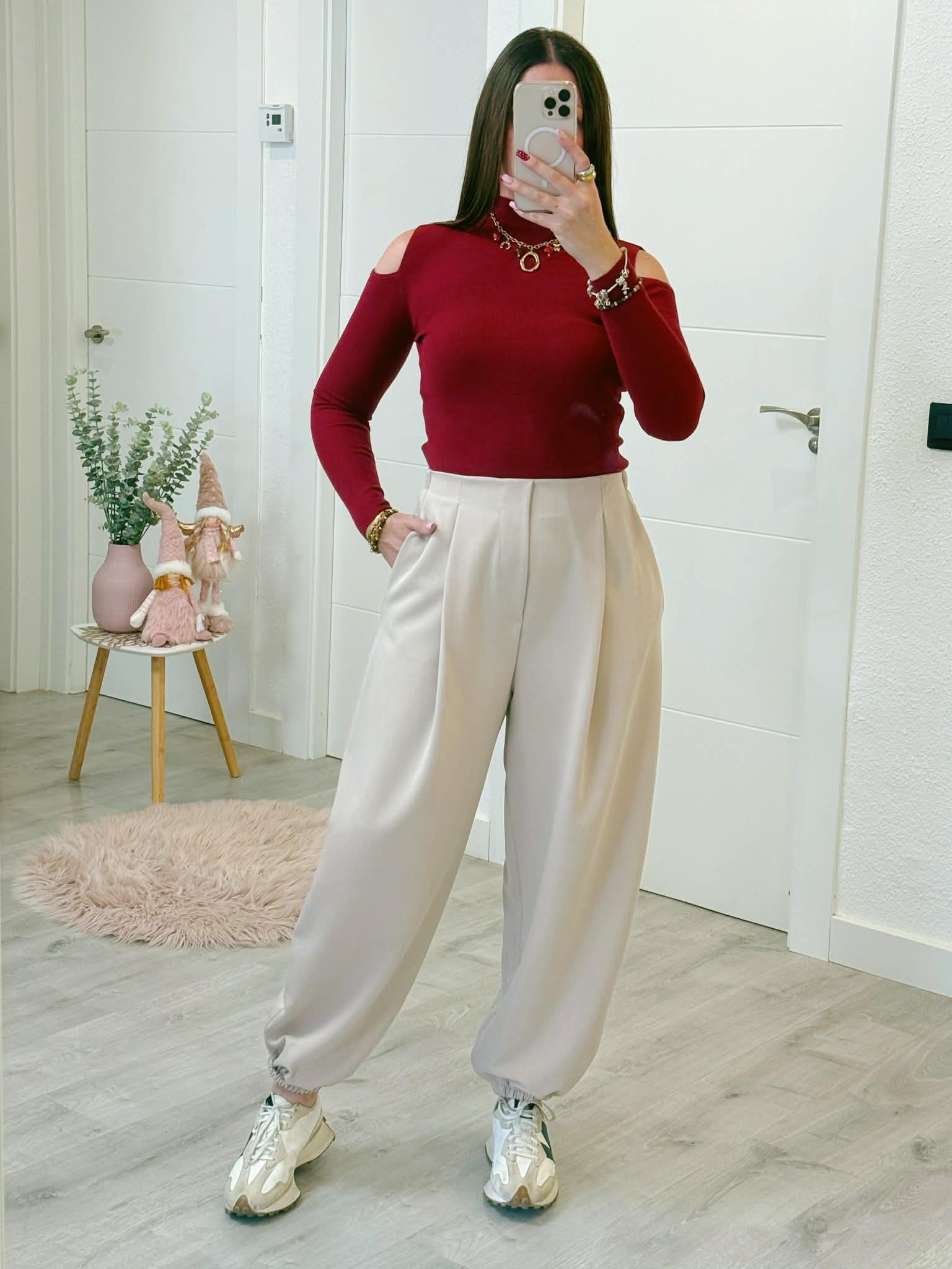 PANTALÓN GLOBO BEIGE