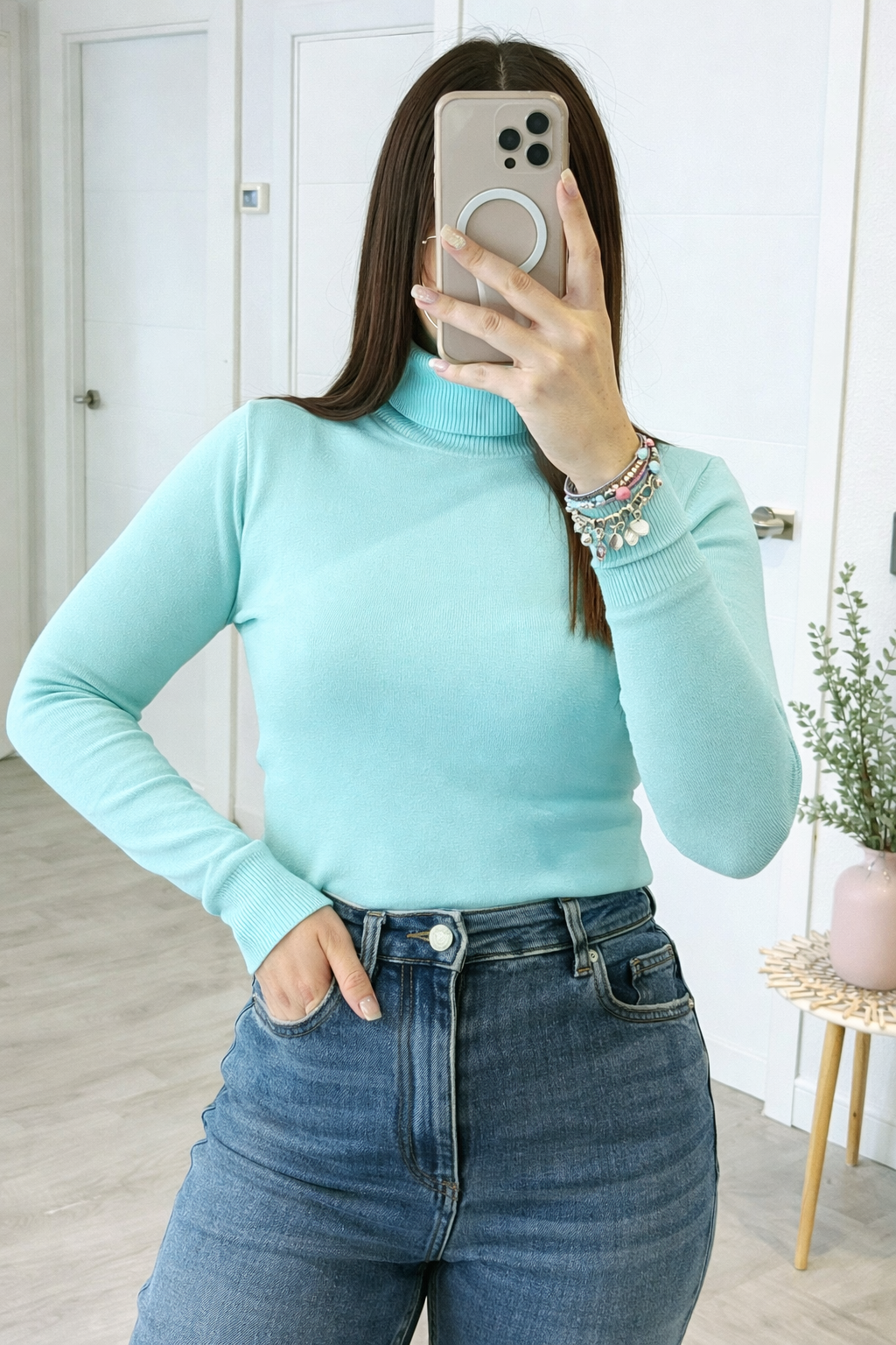 JERSEY CUELLO ALTO TURQUESA