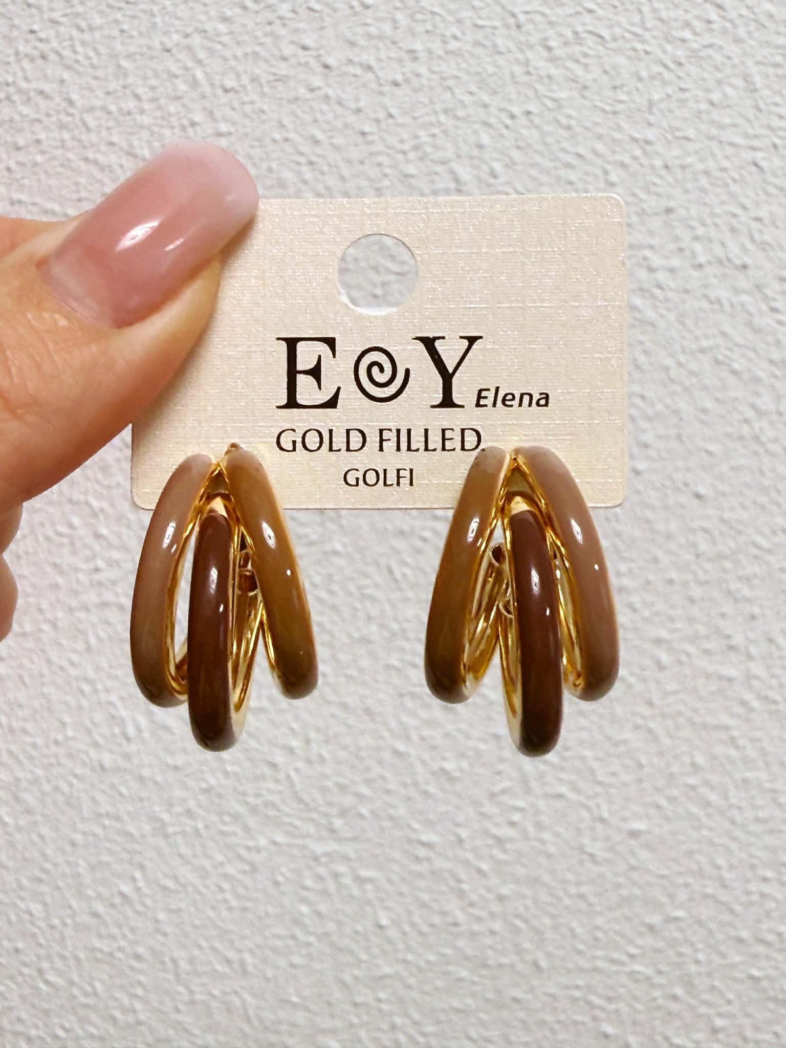 PENDIENTES TRIPLE MARRÓN