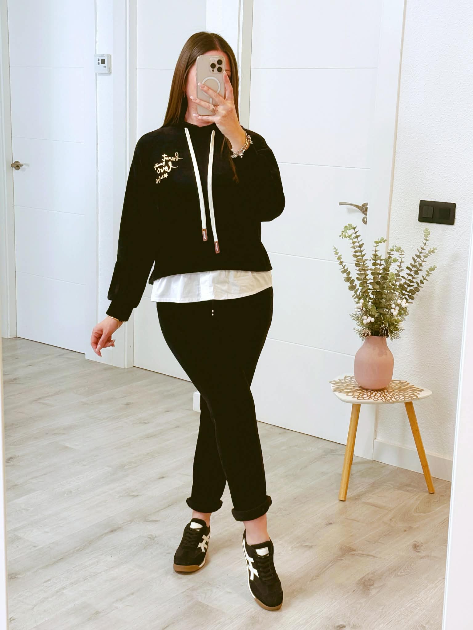 CONJUNTO MICROPANA EFECTO CAMISA NEGRO