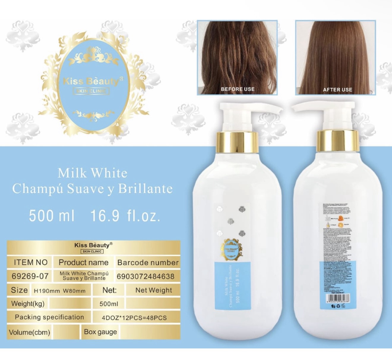 CHAMPU SUAVE Y BRILLANTE MILK WHITE