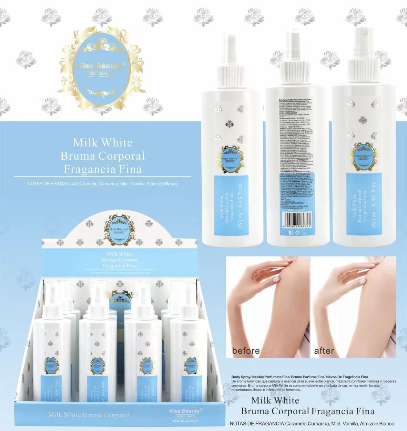 BRUMA CORPORAL MILK WHITE 250ML - KISS BEUTY