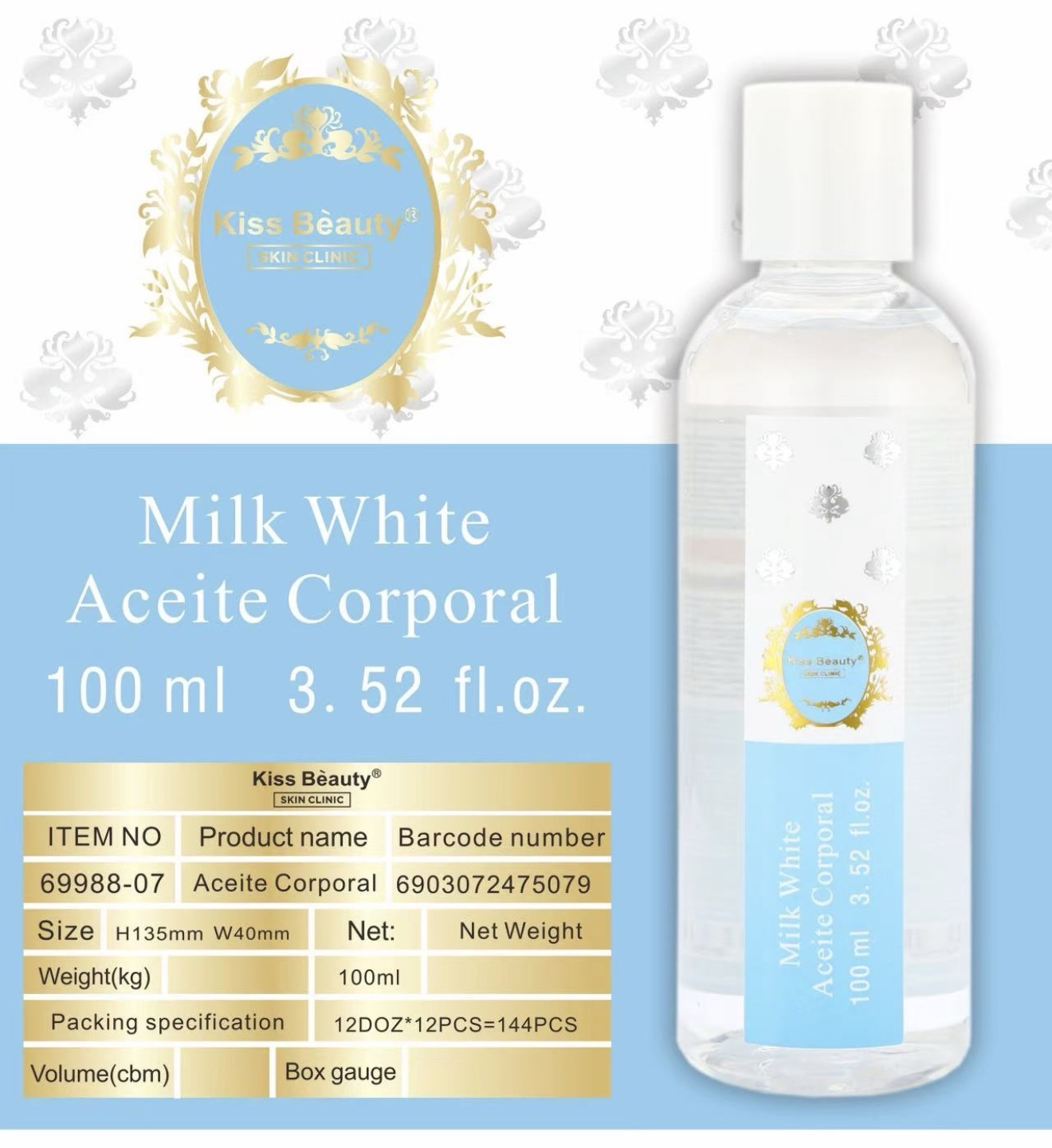 ACEITE CORPORAL MILK WHITE 100ML - KISS BEUTY