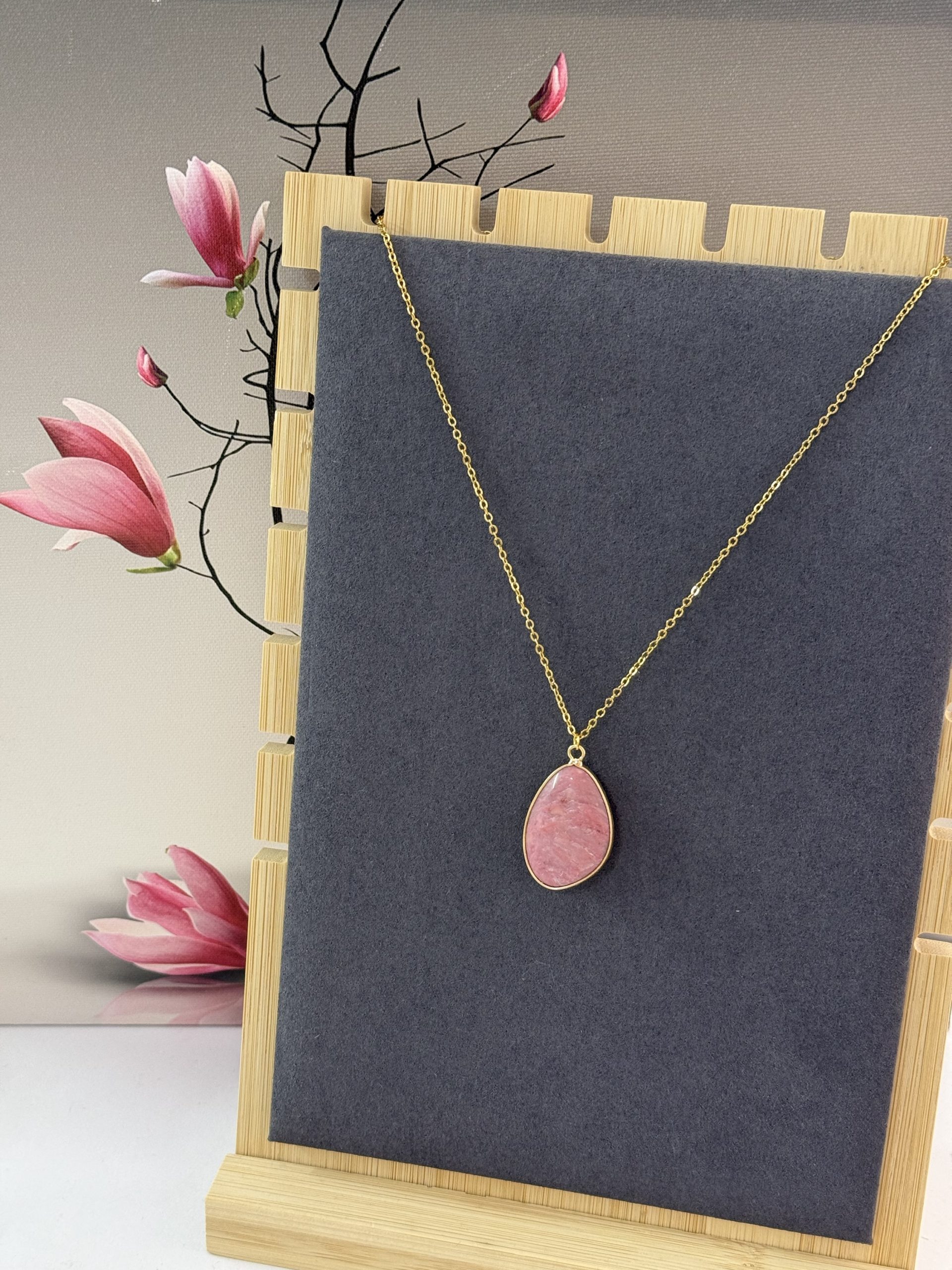 COLLAR CUARZO ROSA OSCURO