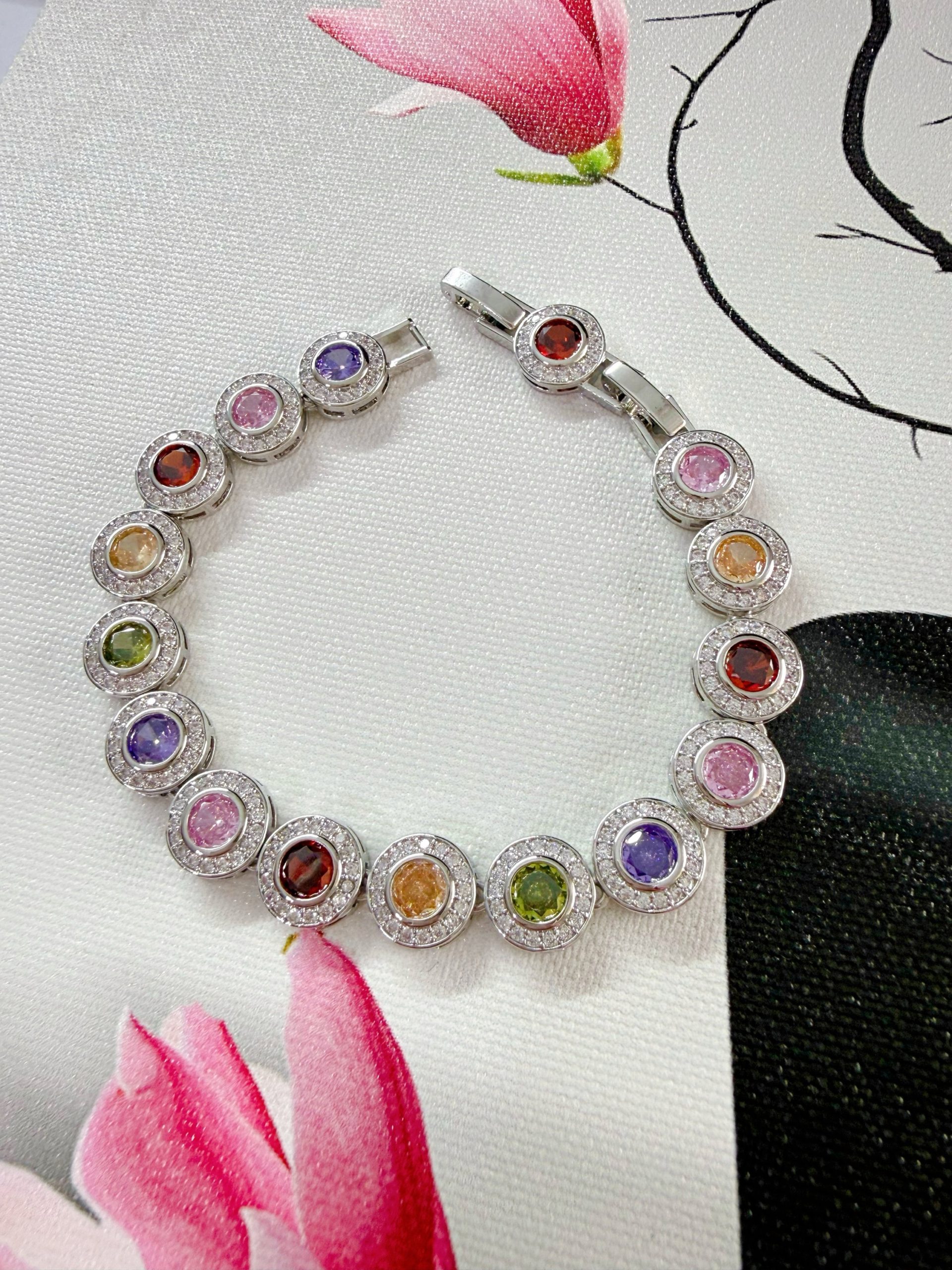 PULSERA ROSKY PLATA COLORES - GOLFI