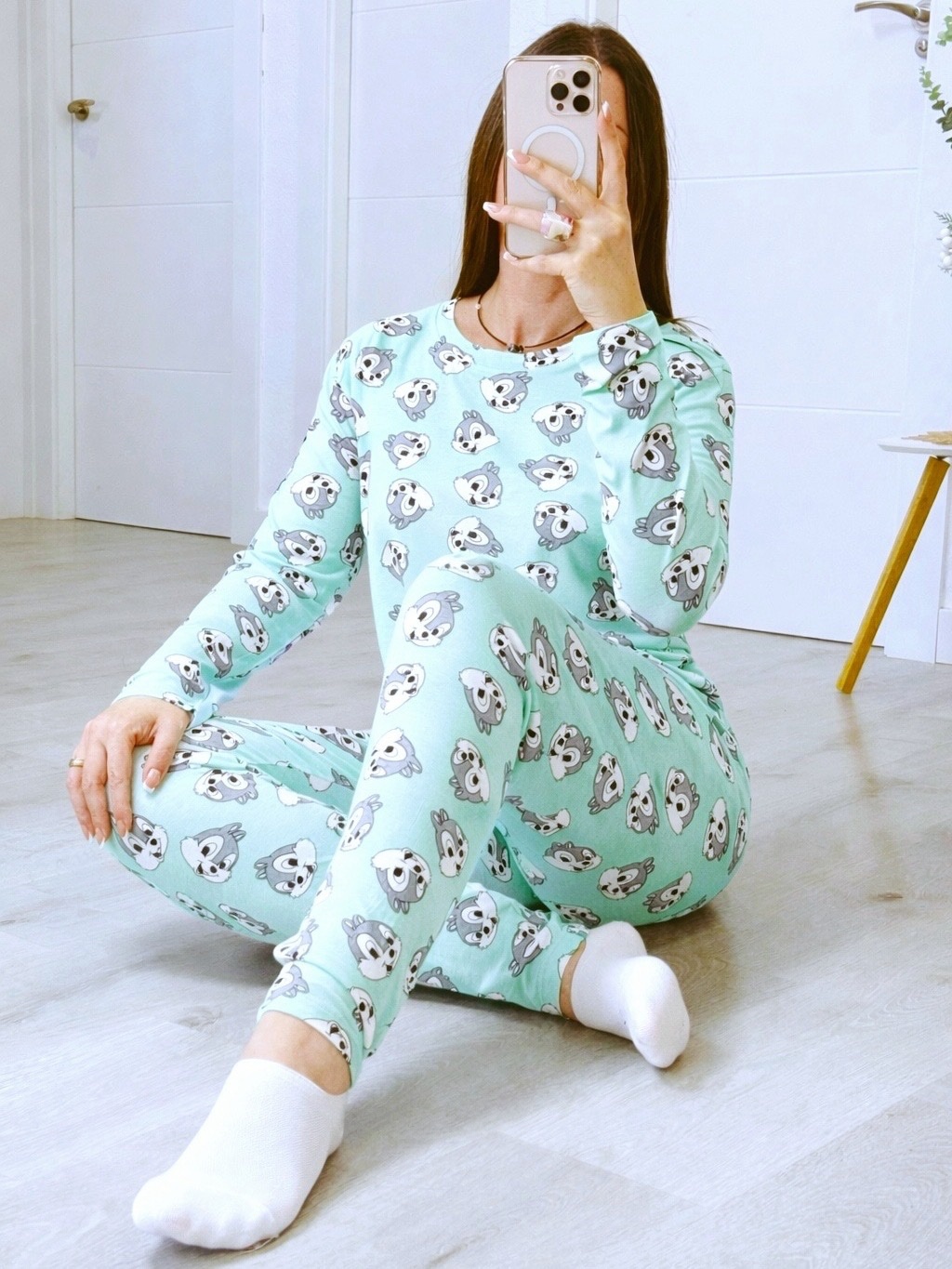 PIJAMA ENTRETIEMPO ARDILLITA VERDE MENTA