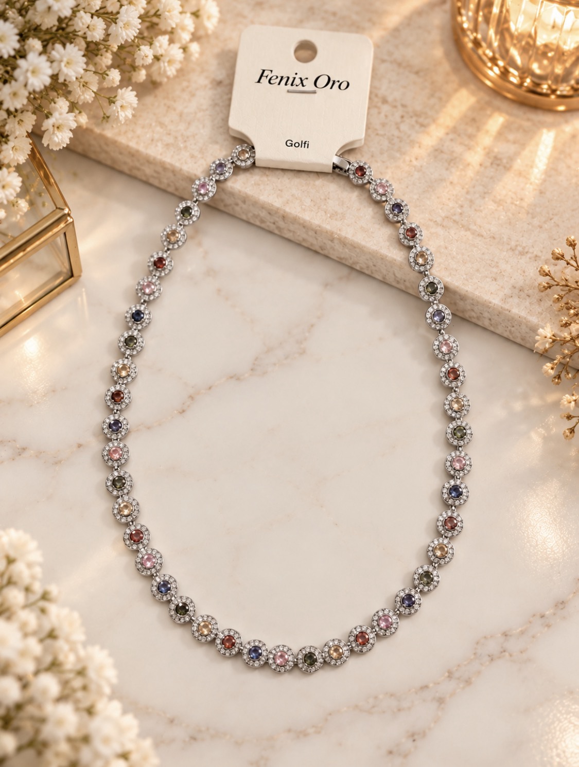 COLLAR ROSKY PLATA COLORES - GOLFI