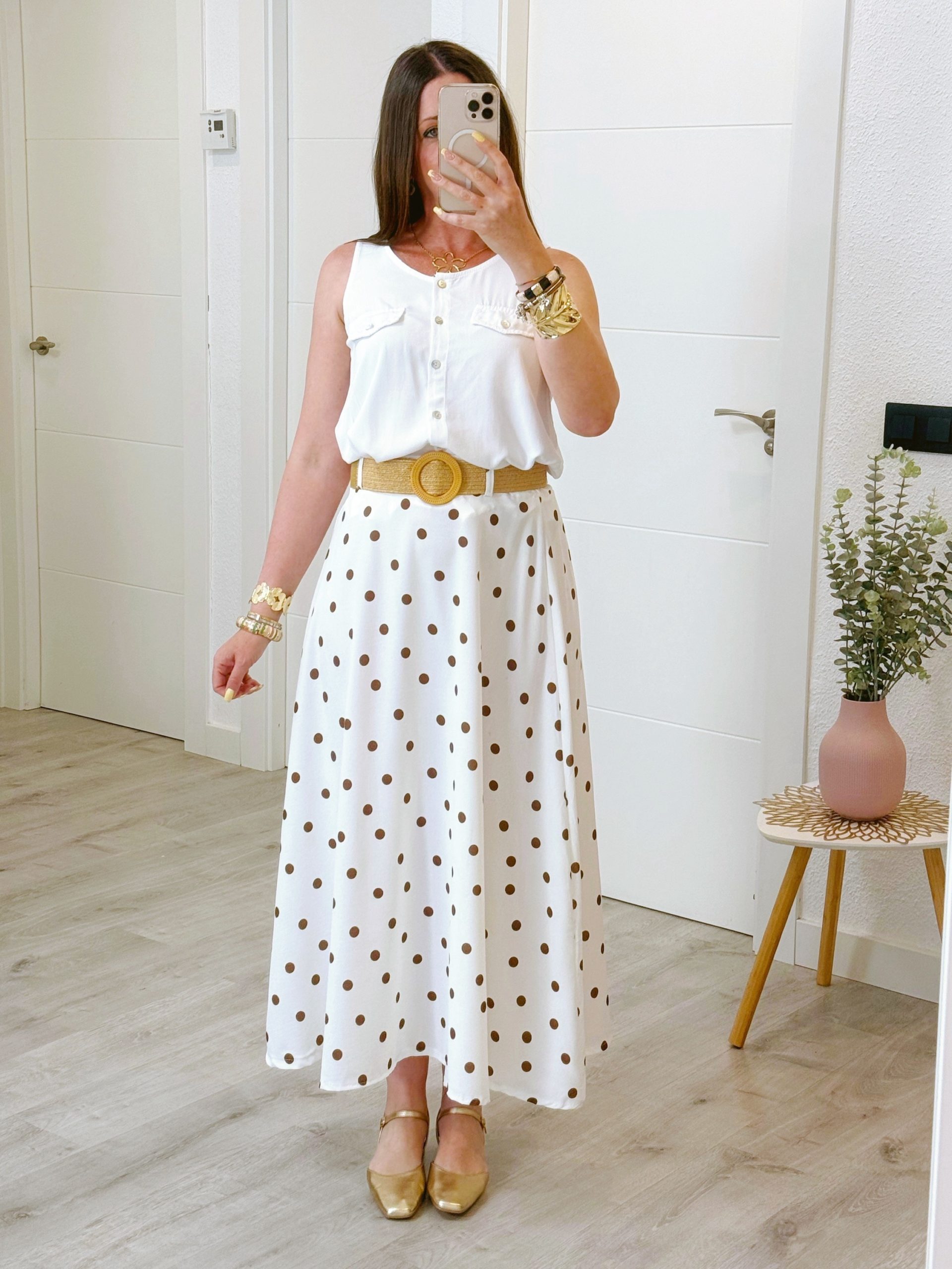 FALDA LUNARES CON CINTURÓN