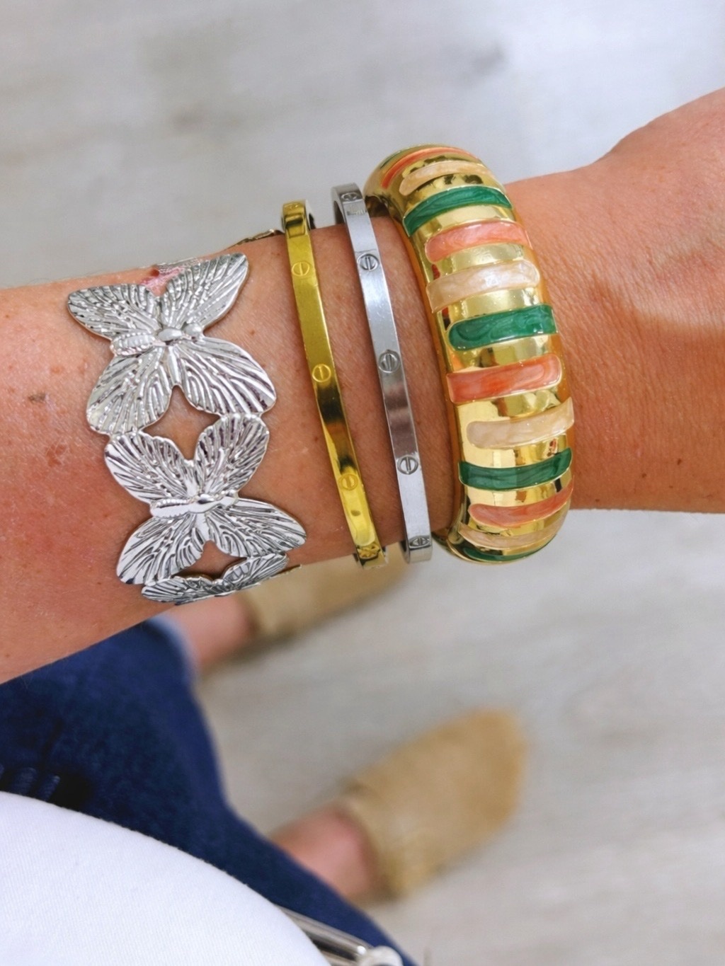 BRAZALETE MARIPOSAS COLOR PLATA