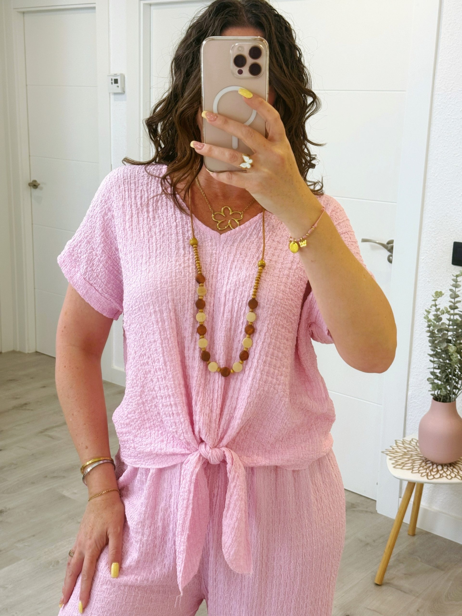 BLUSA BAMBULA CON COLLAR ROSA