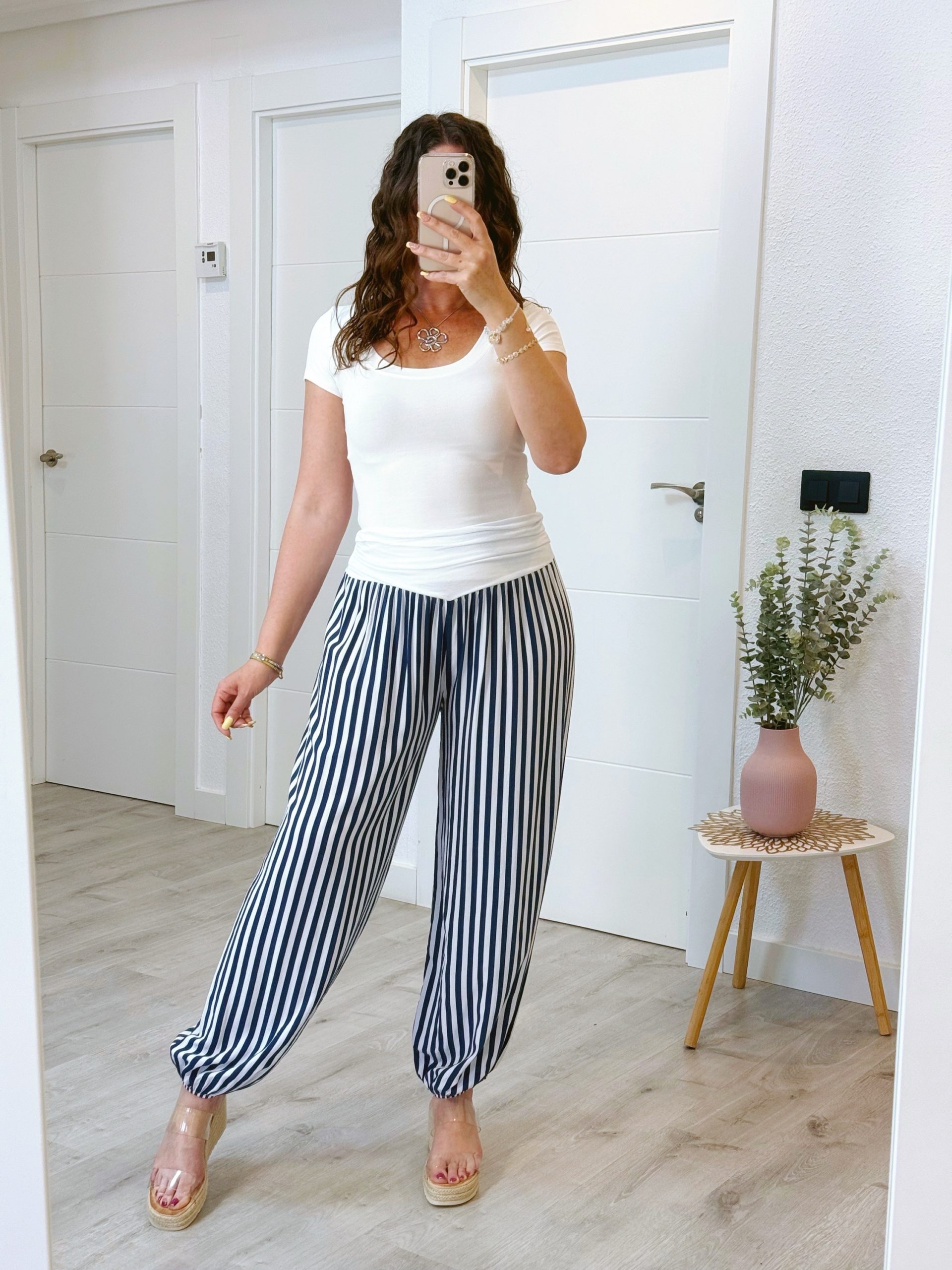 PANTALÓN GLOBO RAYAS AZUL