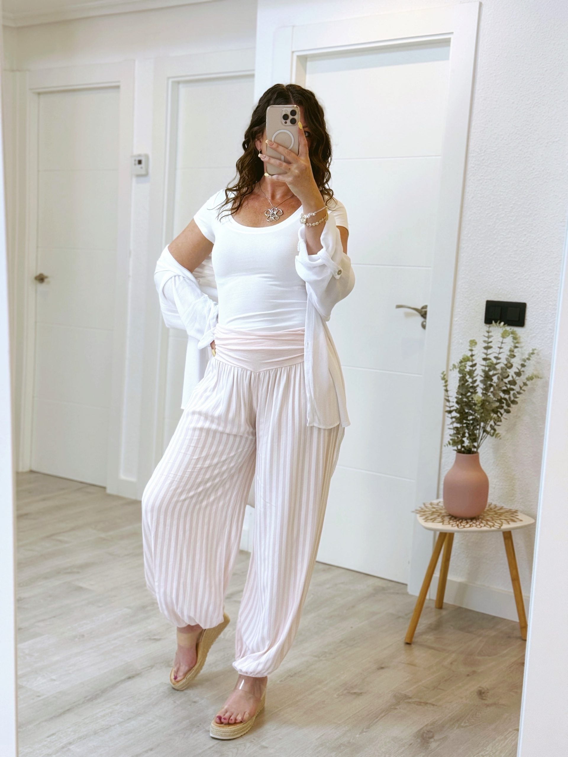 PANTALÓN GLOBO RAYAS ROSA