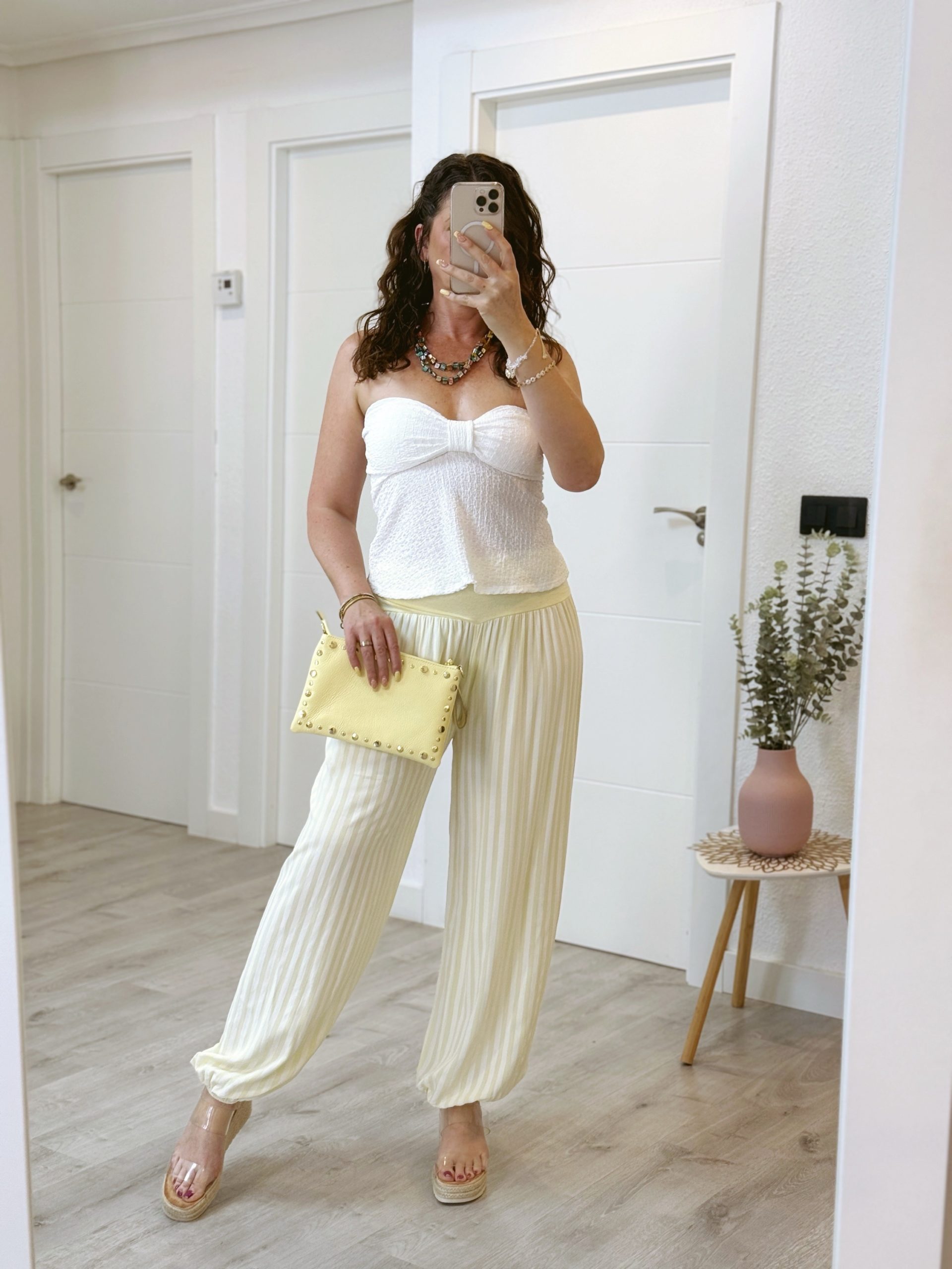 PANTALÓN GLOBO RAYAS AMARILLO
