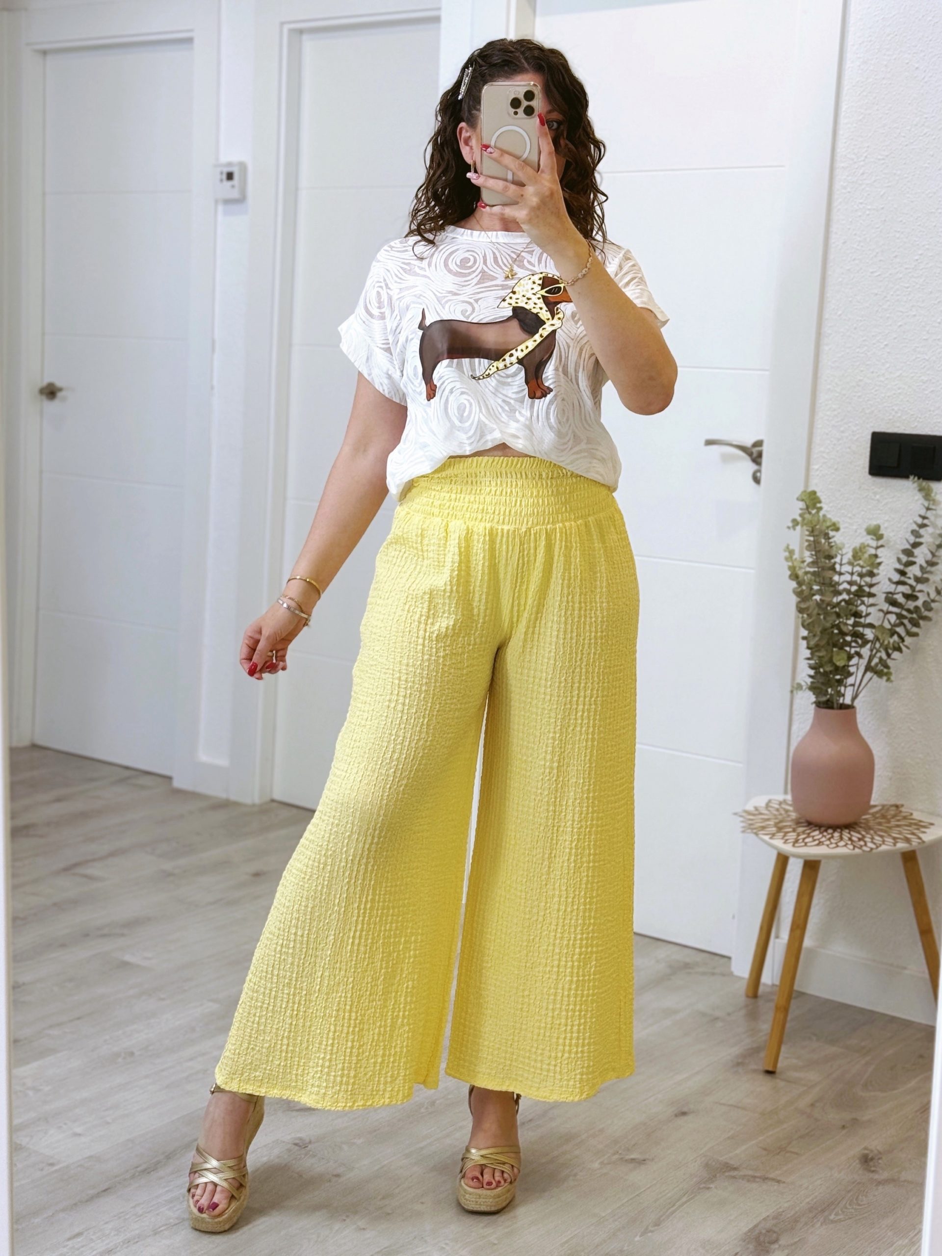 PANTALÓN BAMBULA CINTURA ANCHA AMARILLO