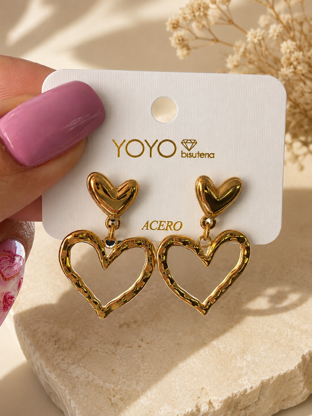 PENDIENTES CORAZONES - ACERO
