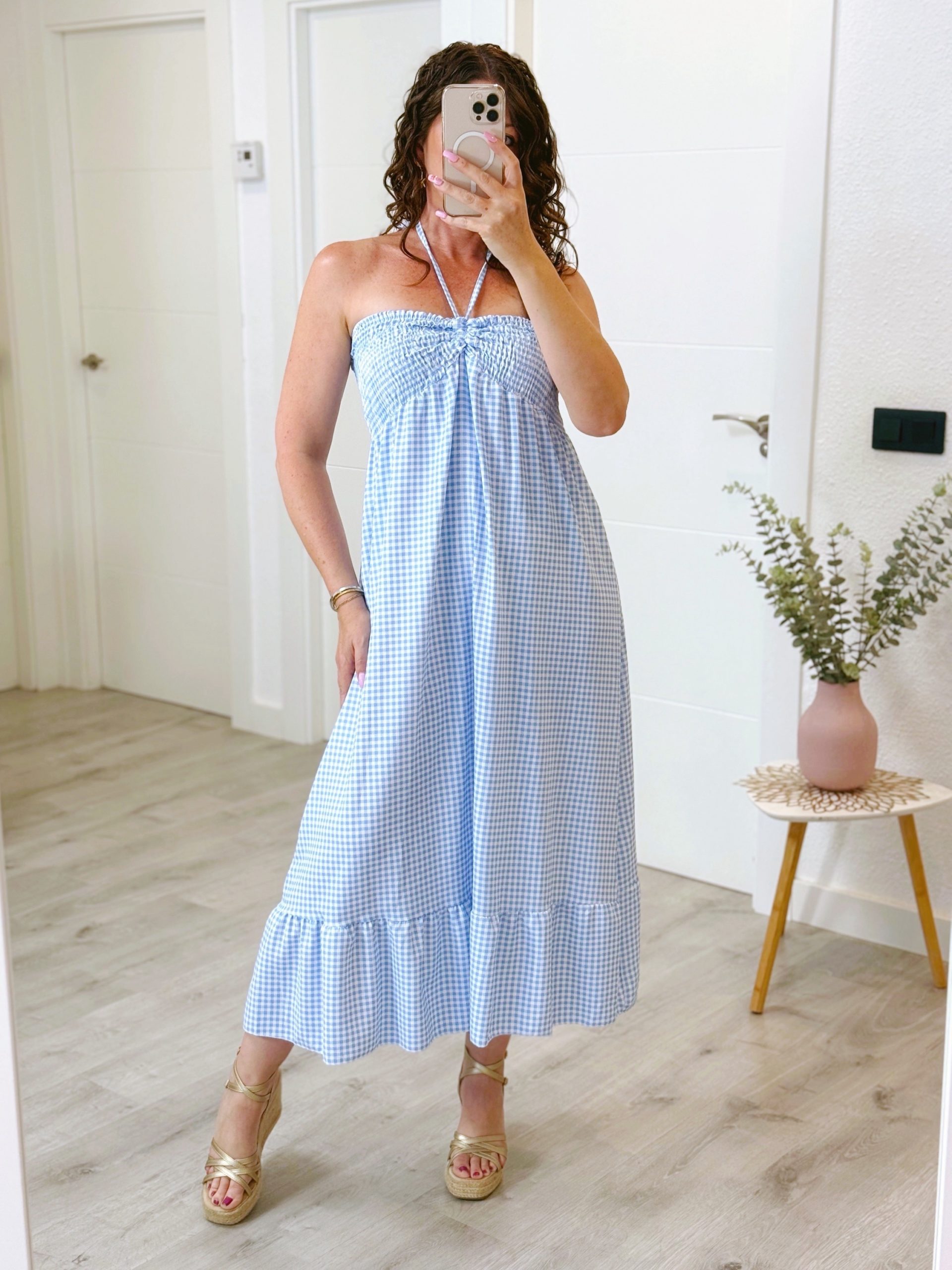 VESTIDO VICHY CELESTE