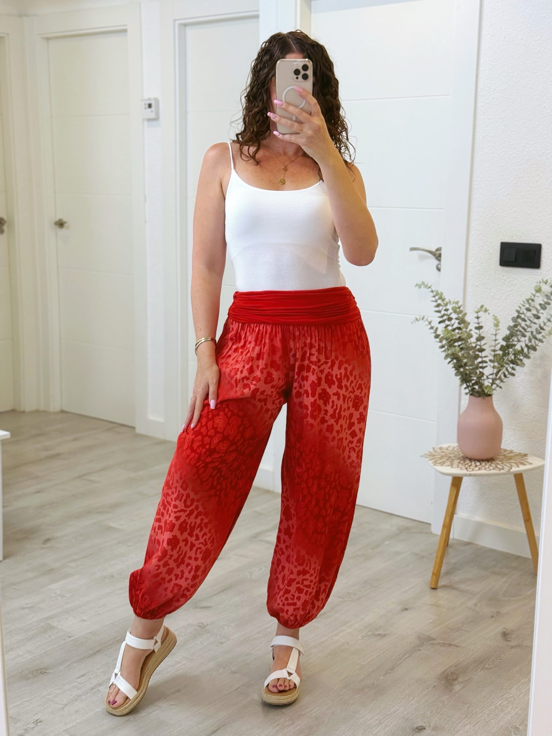 PANTALÓN GLOBO PRINT ROJO