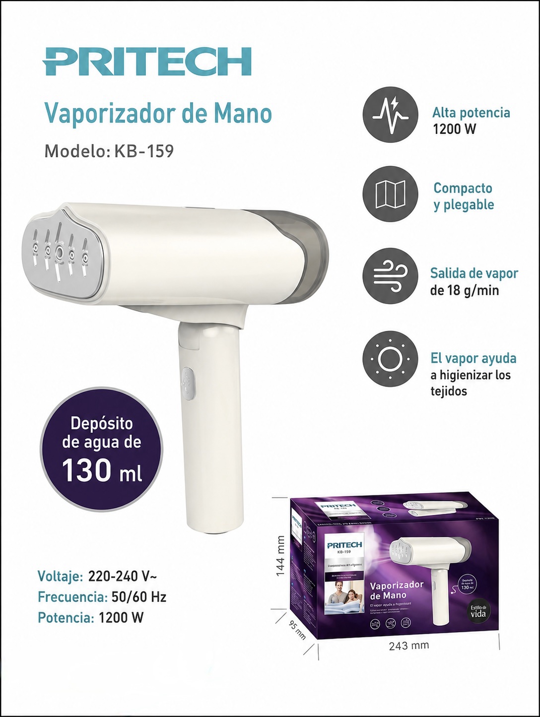 PLANCHA VAPOR VERTICAL DE VIAJE