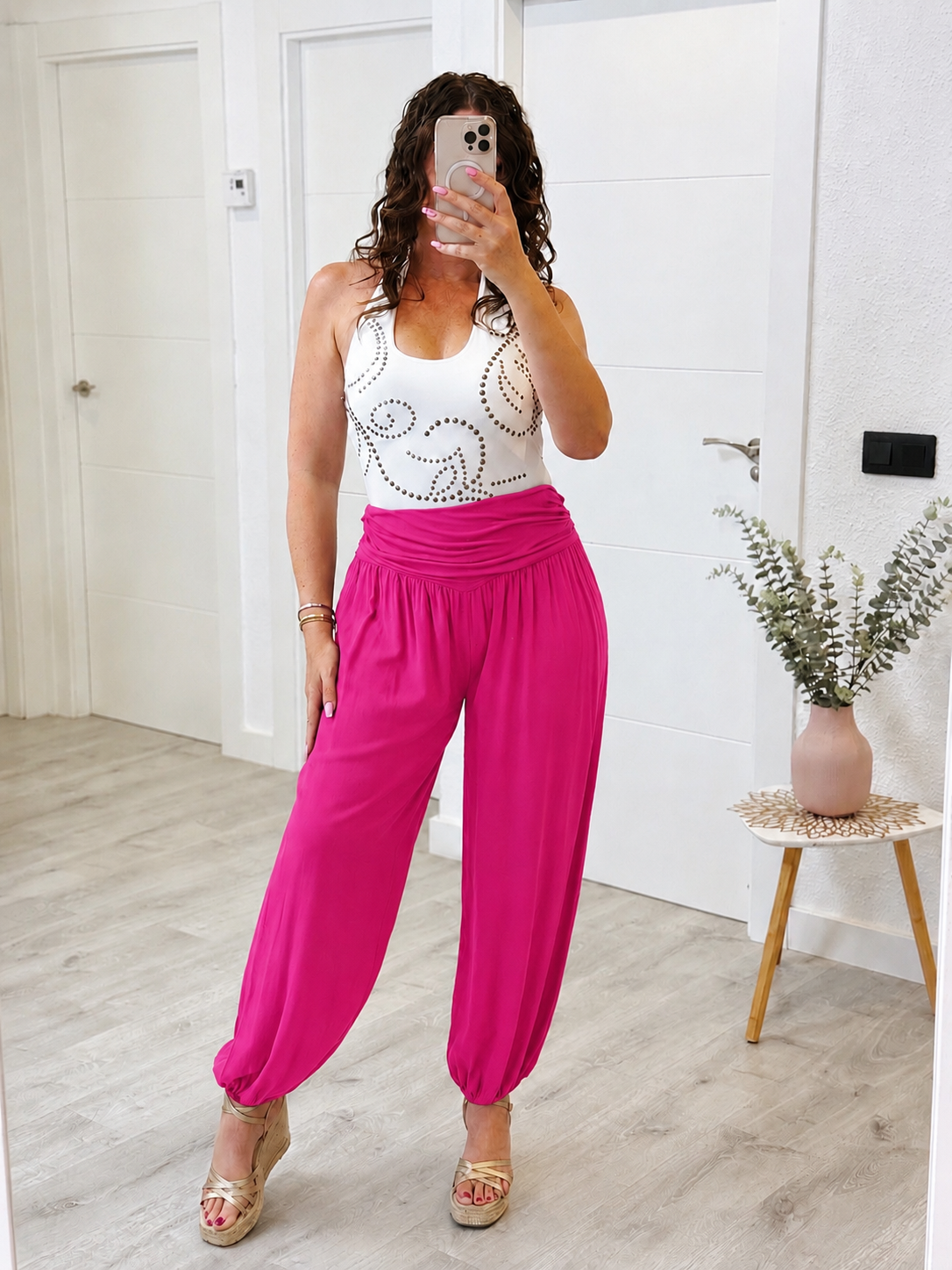 PANTALÓN GLOBO FINO FUCSIA