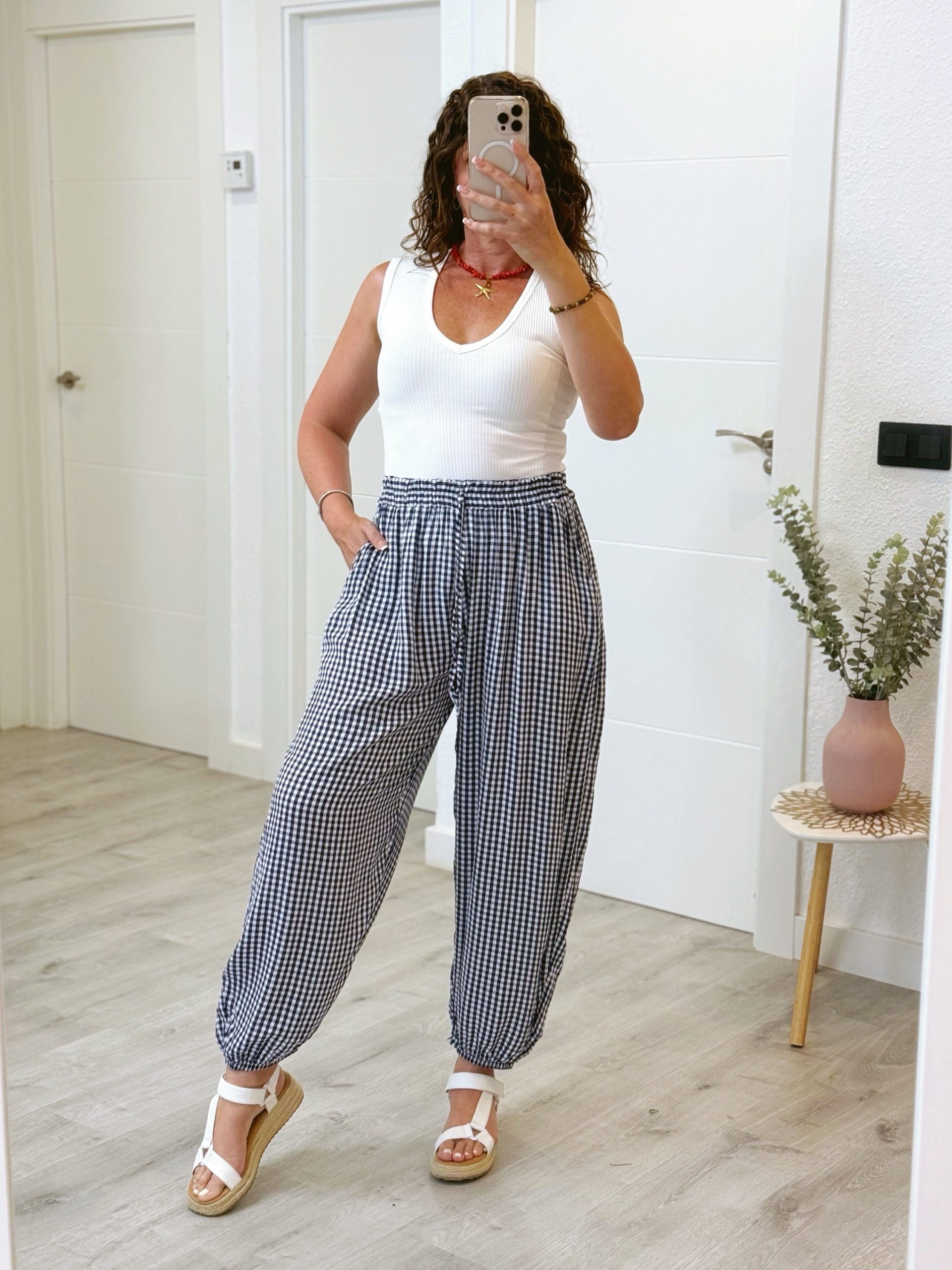 PANTALÓN VICHY AZUL MARINO