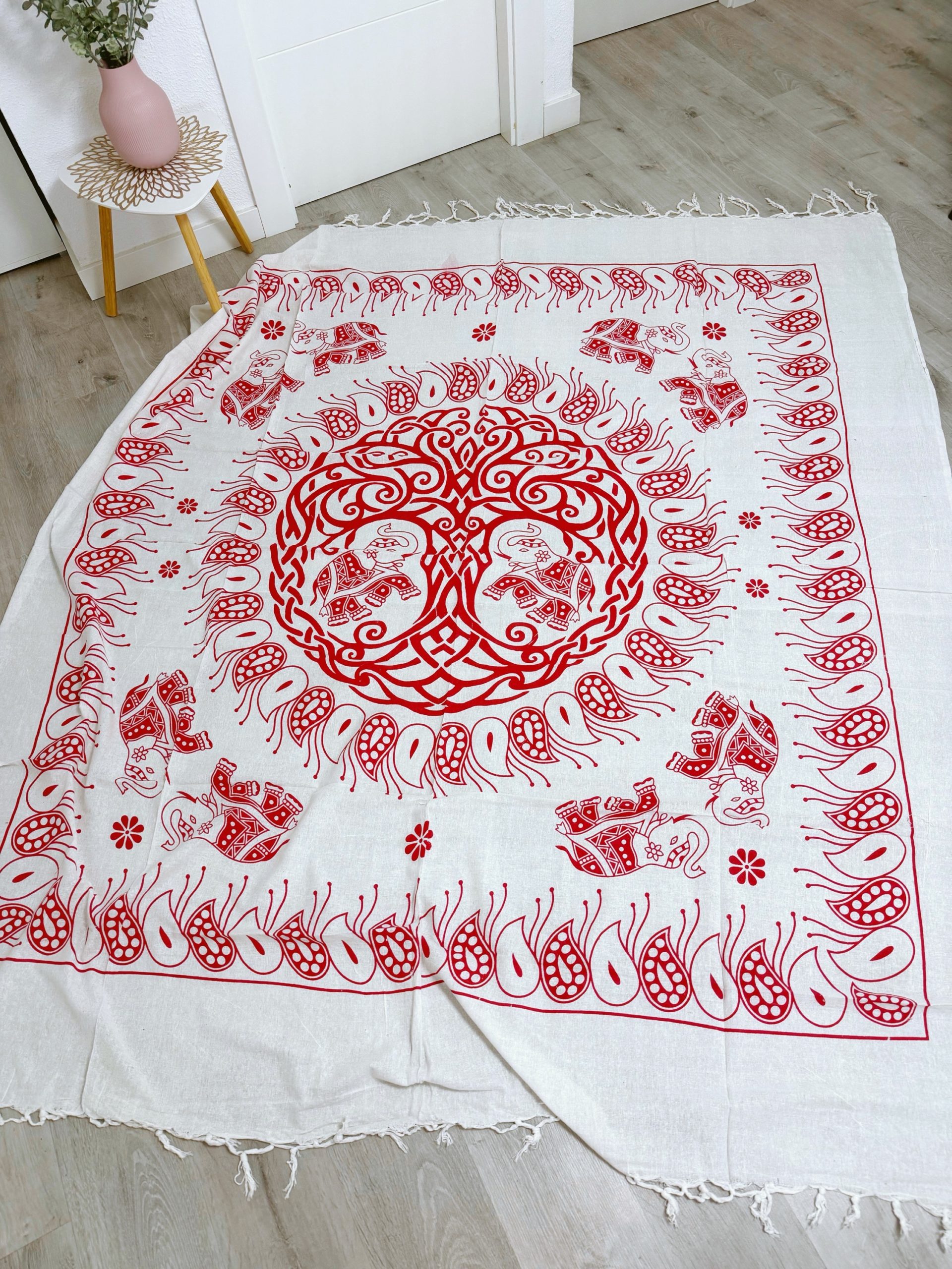 MANDALA ELEFANTES ROJO 210X240cm