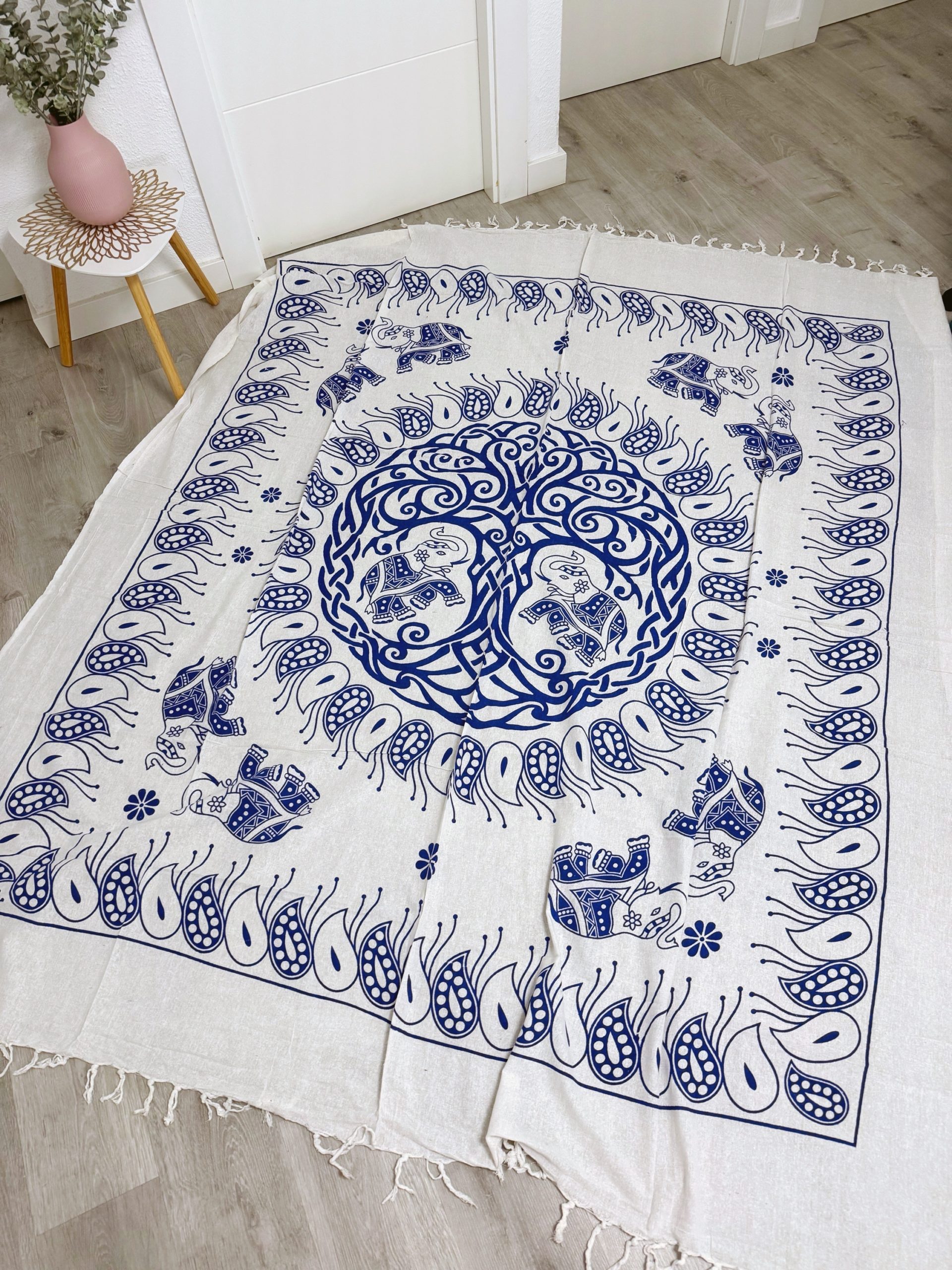 MANDALA ELEFANTES AZUL 210X240cm