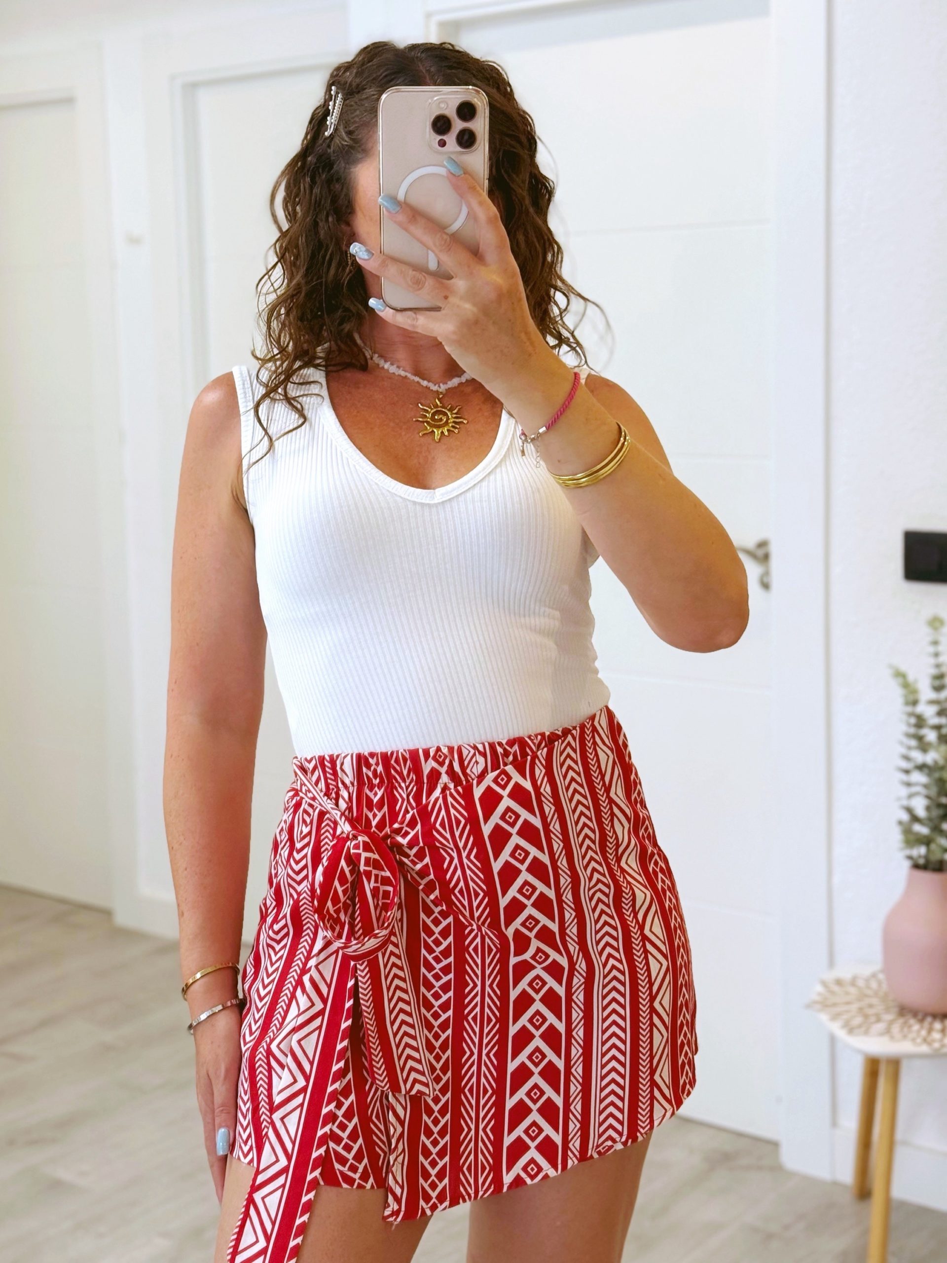 PANTALÓN PAREO ROJO Y BLANCO