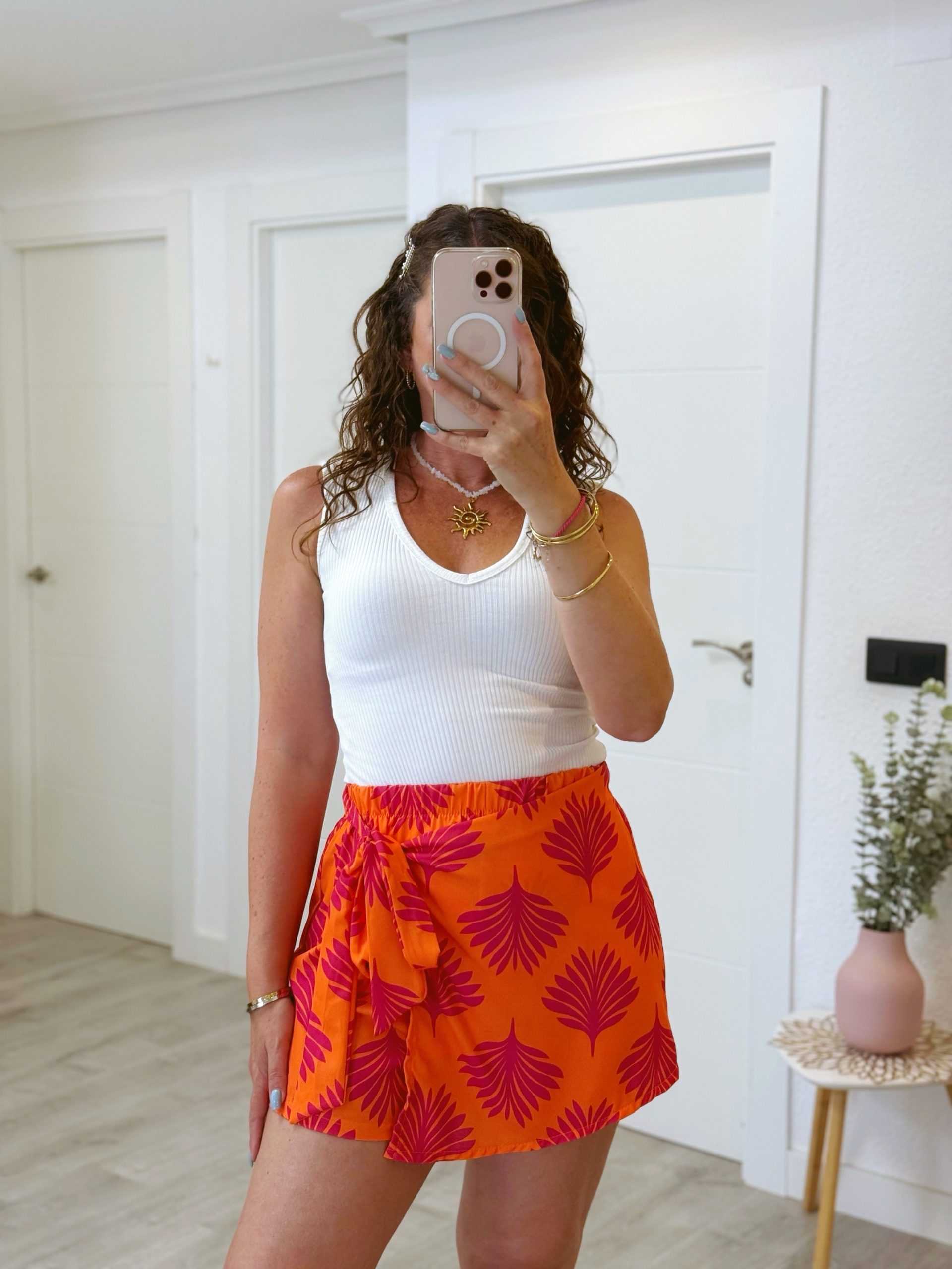 PANTALÓN PAREO NARANJA Y FUCSIA