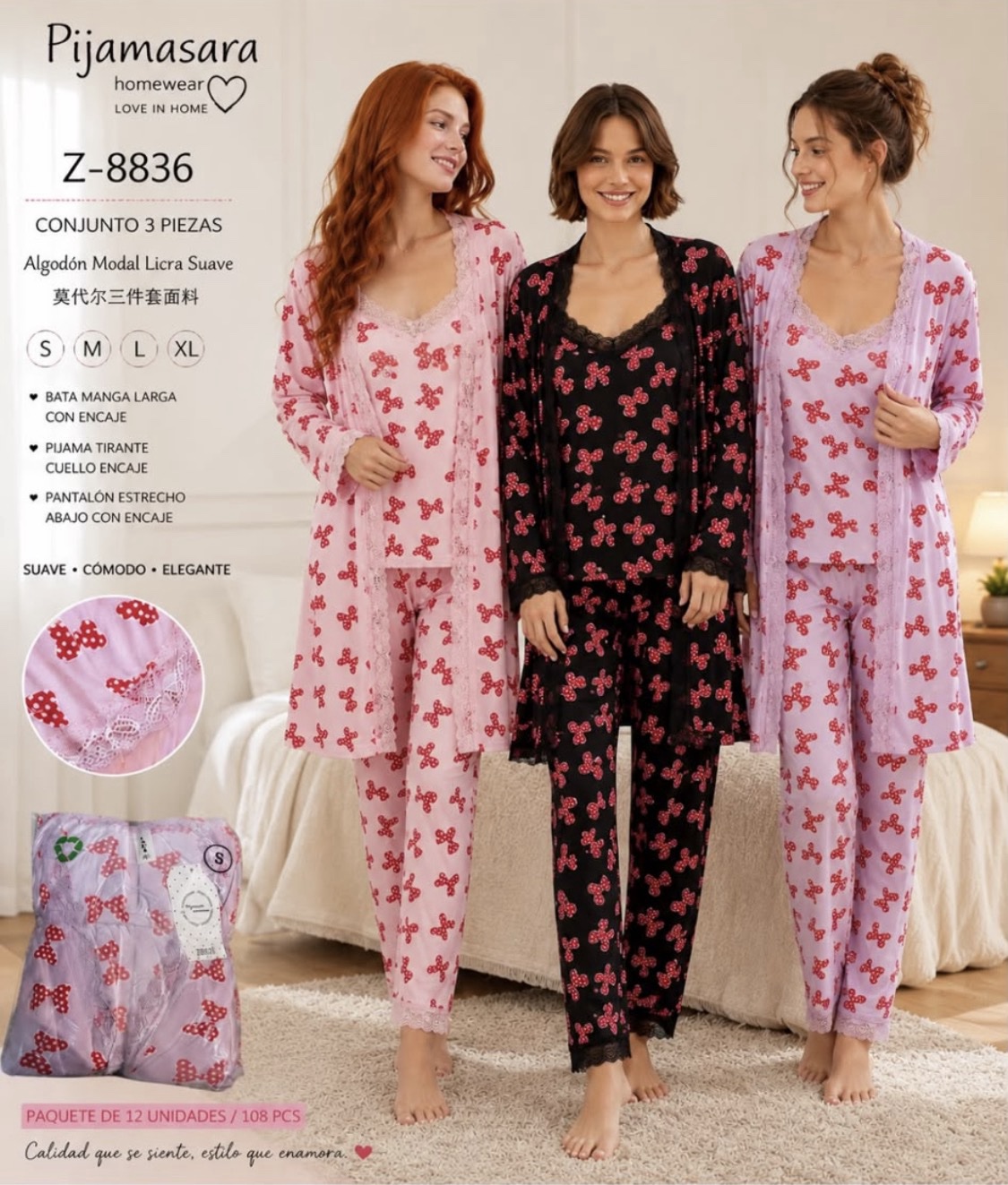 PIJAMA TRES PIEZAS LAZO
