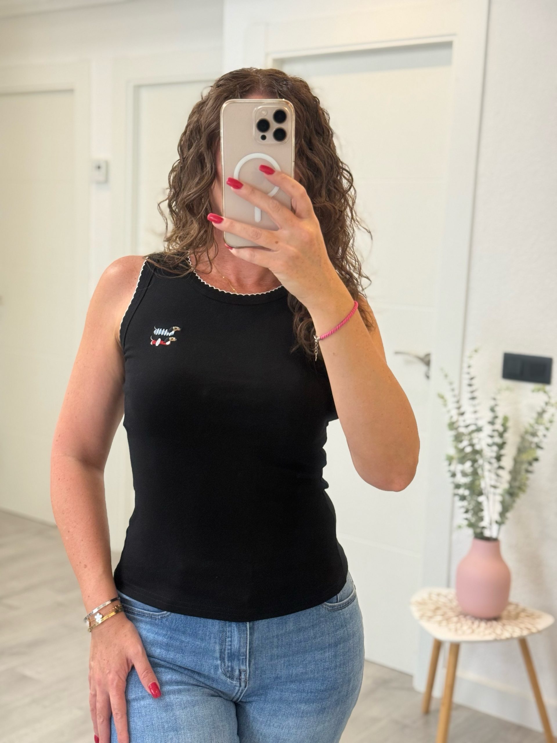 CAMISETA ALGODÓN NEGRA PERRITOS
