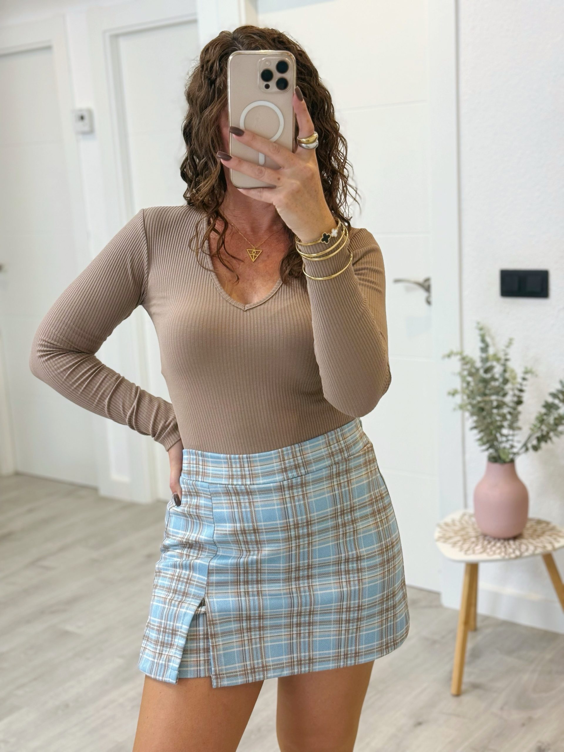 FALDA PANTALÓN CUADROS AZUL