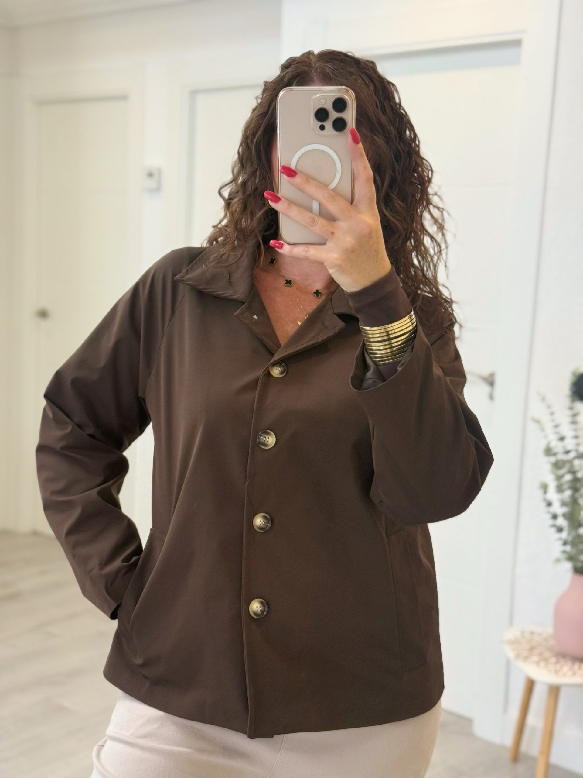 GABARDINA CORTA FORRADA CHOCOLATE