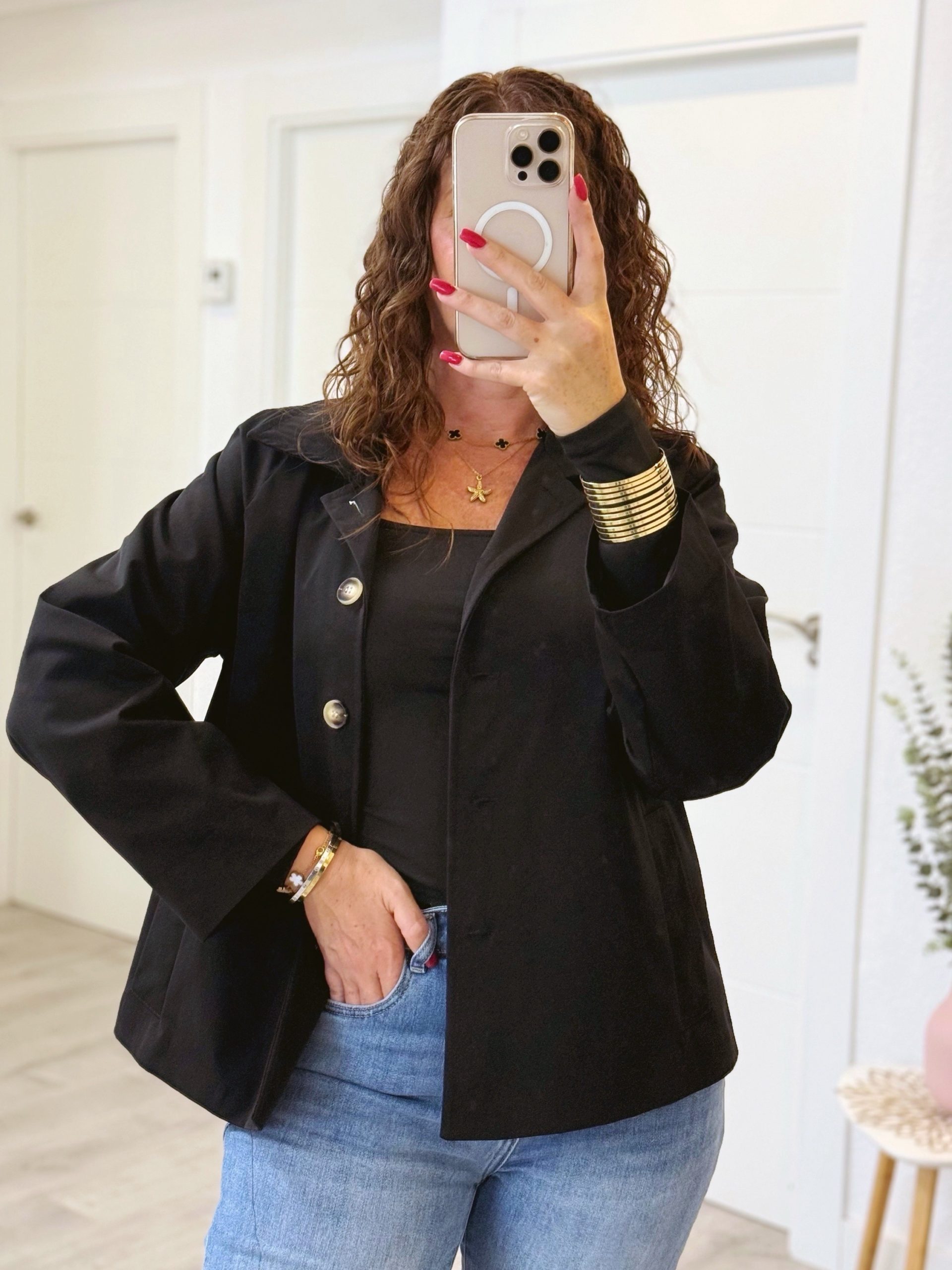 GABARDINA CORTA FORRADA NEGRA