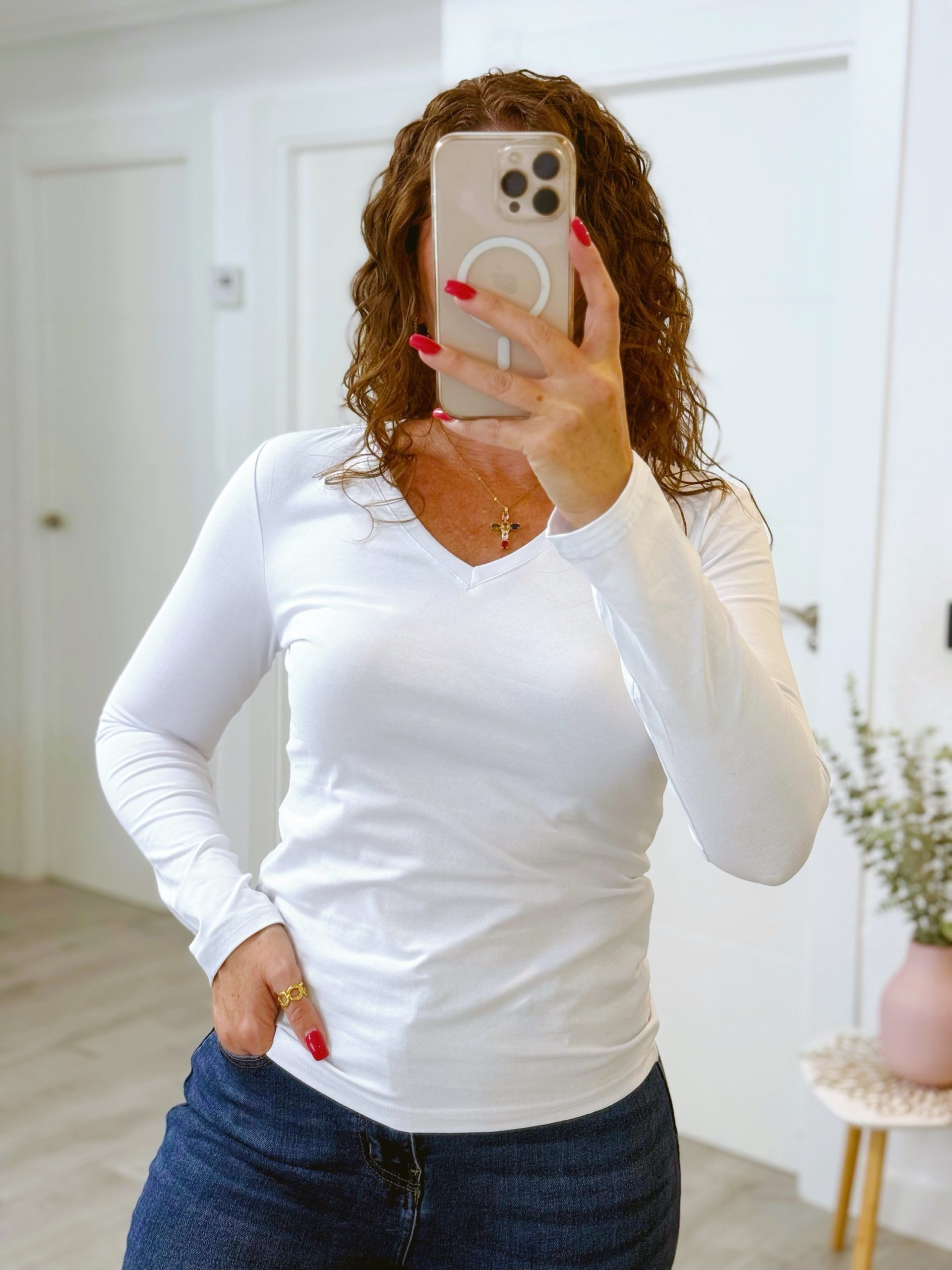 CAMISETA BÁSICA MANGA LARGA BLANCA