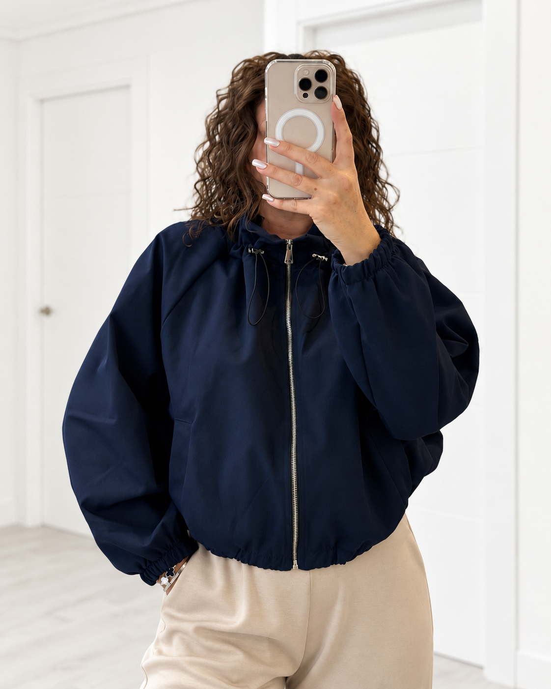 BOMBER AZUL MARINO CUELLO CON ELÁSTICO