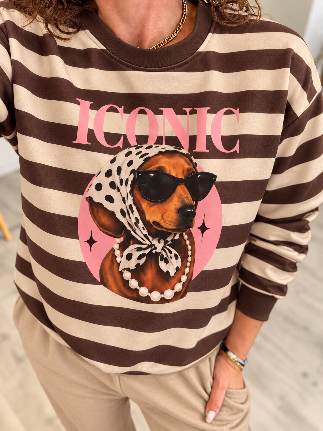 SUDADERA ICONIC CHOCOLATE Y BEIGE