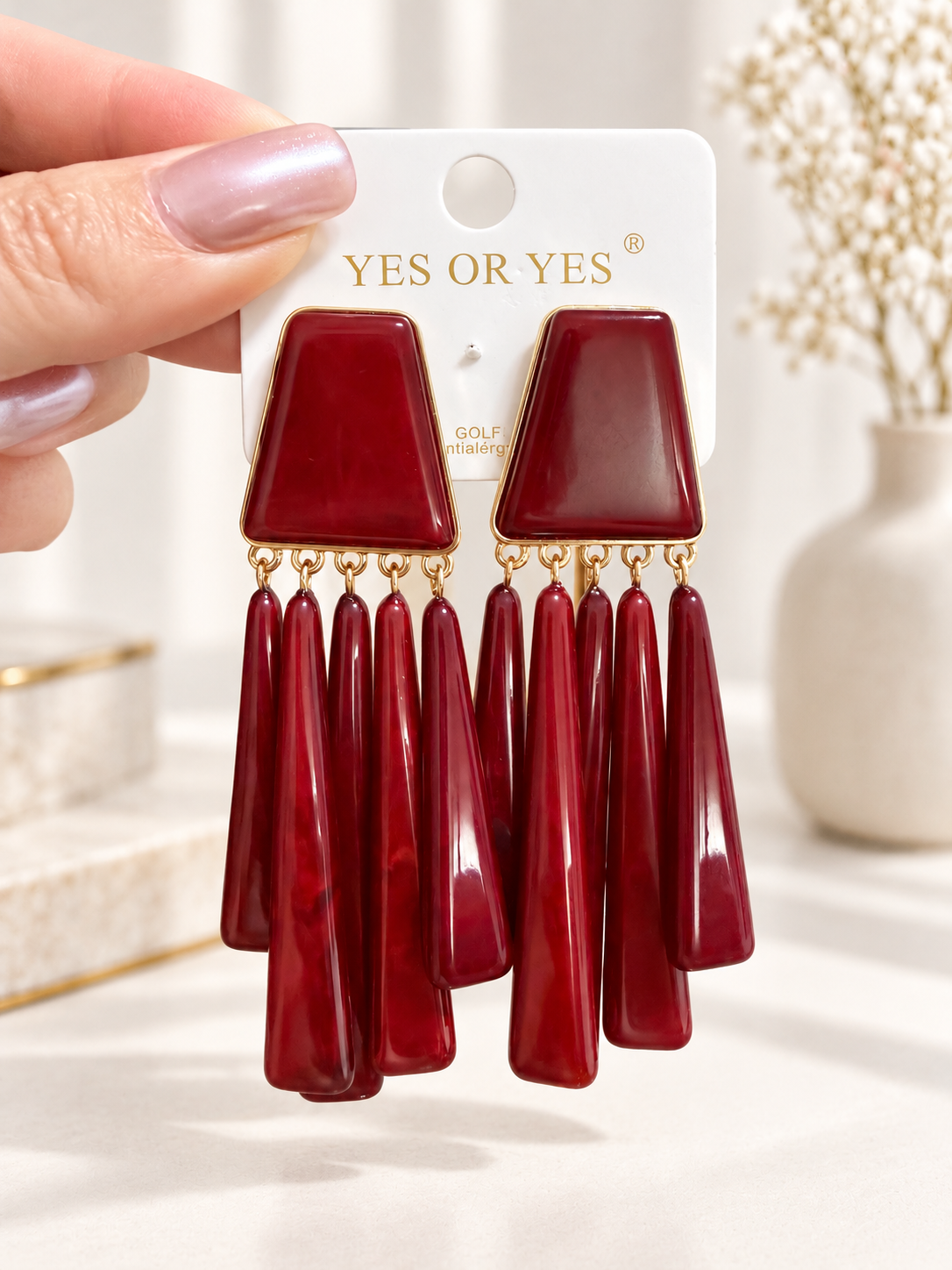 PENDIENTES BURDEOS