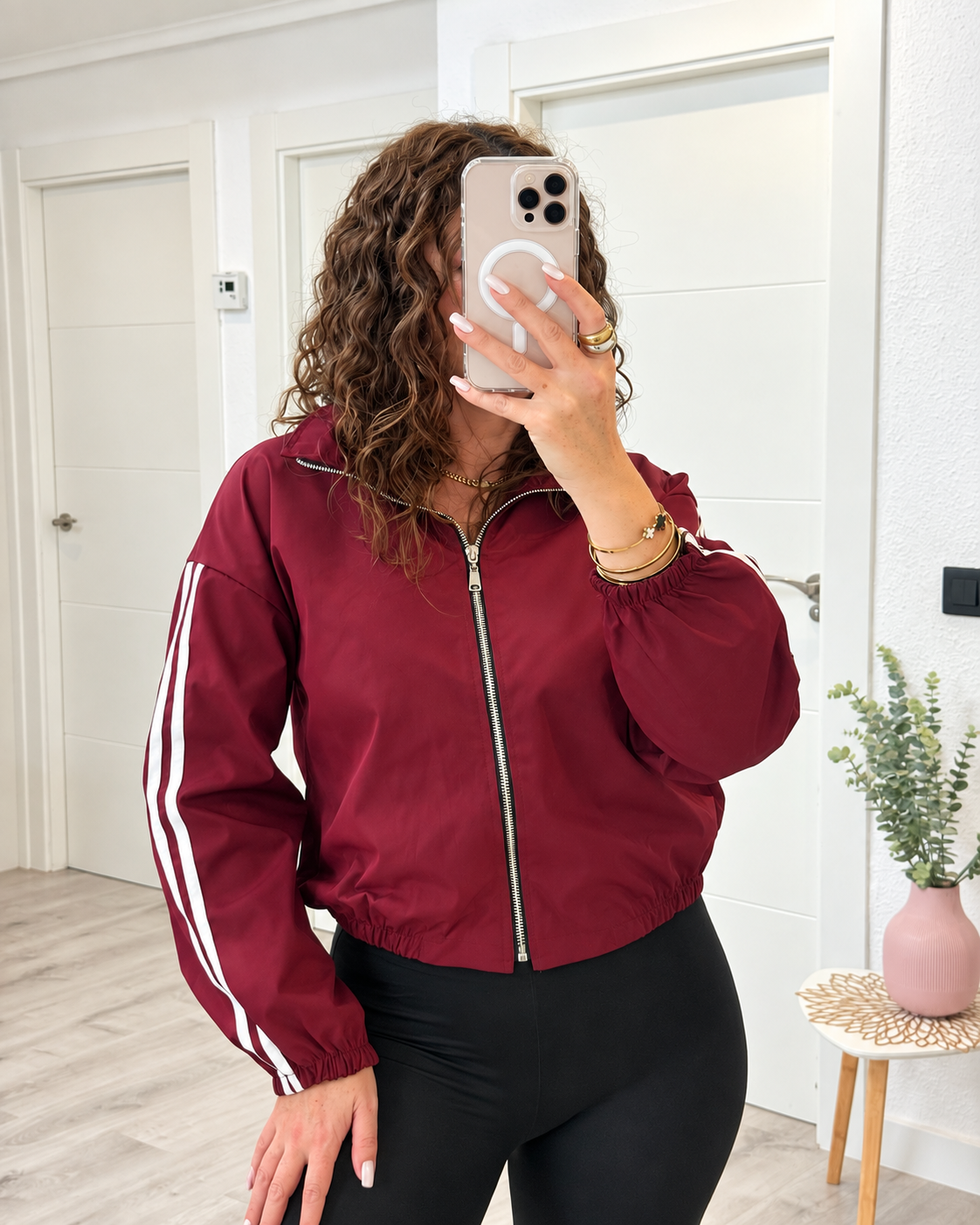 BOMBER CORTAVIENTOS DIDAS BURDEOS