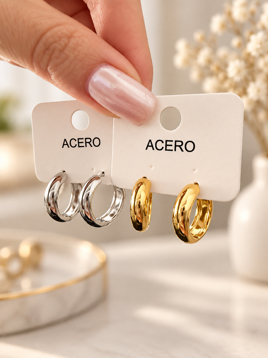 PENDIENTES ARO SIN TUERCA - ACERO