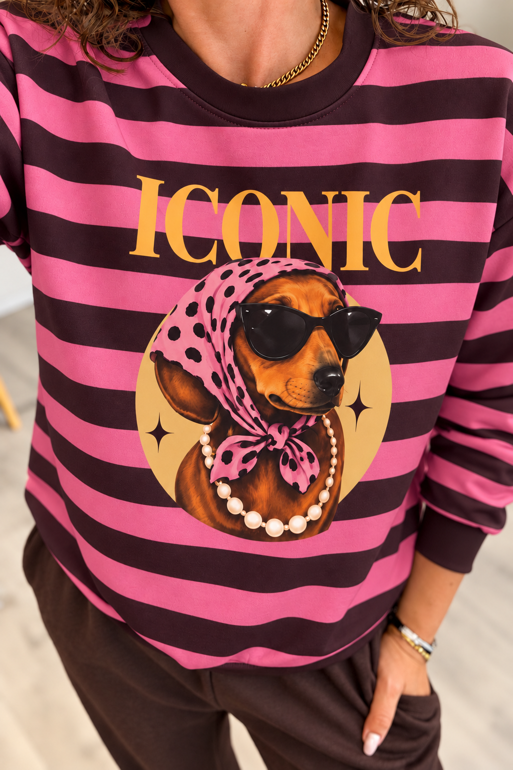 SUDADERA ICONIC BERENGENA Y ROSA